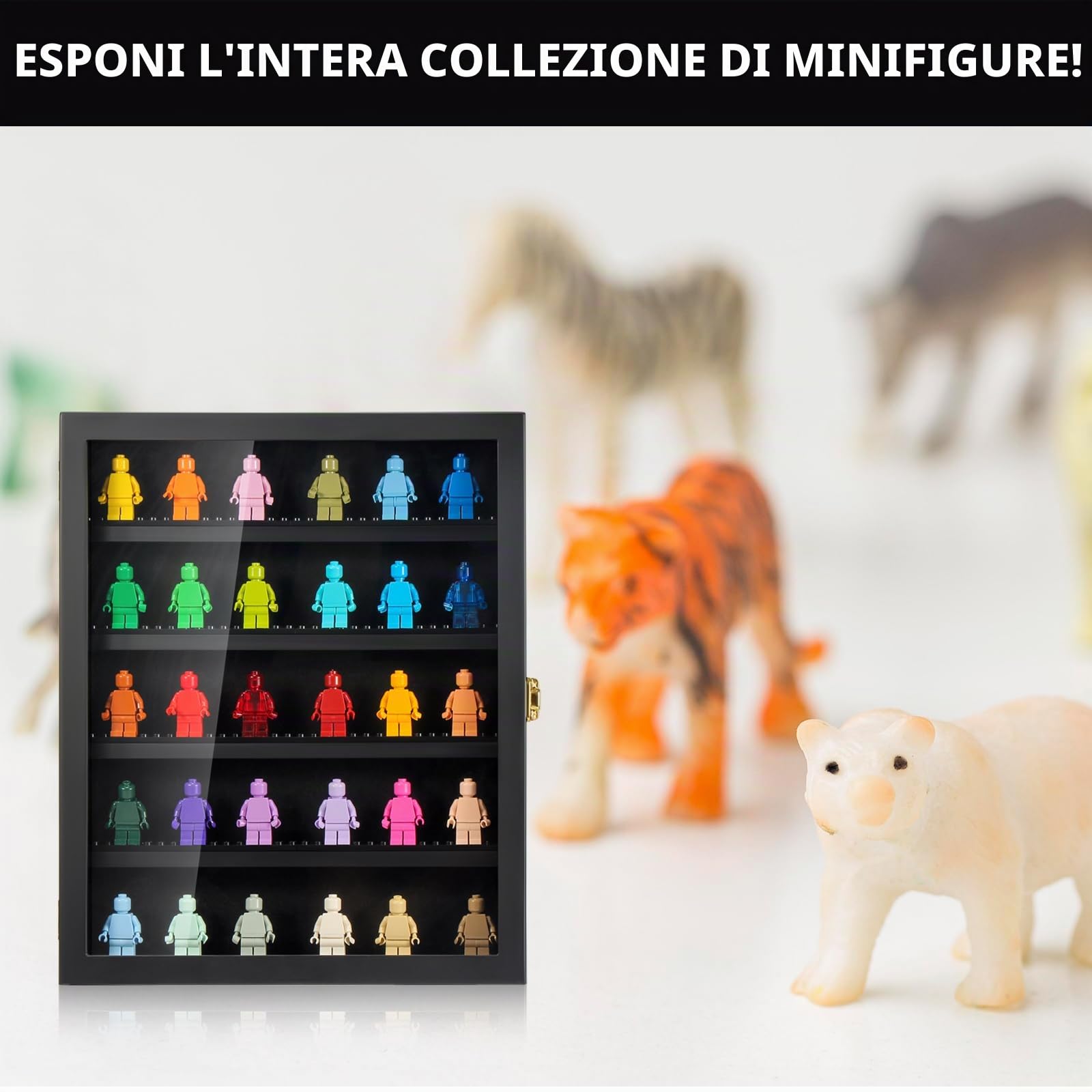 TJ.MOREE Minifigure Vetrina da collezione, espositore da parete, 27,9 x 34,0 cm, nero