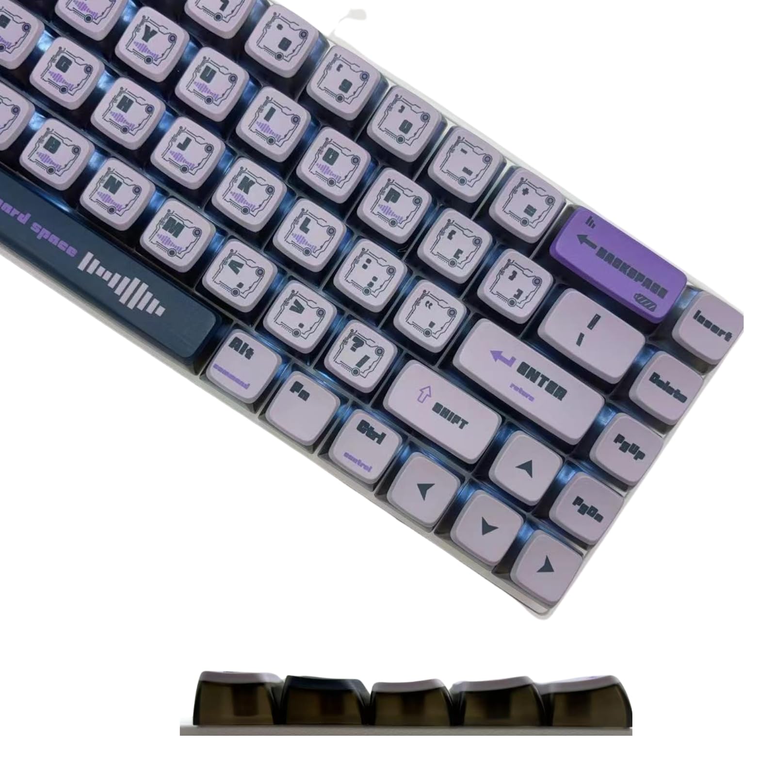 Qeefairary Purple Pudding Keycaps, Dye Sub PBT Keycaps,Custom Keycaps for Mechanical Gaming Keyboard,Shine Through Keycaps,Compatiability for 100%, 95%,80%,75%, 65%, 60% (Techno Purple)