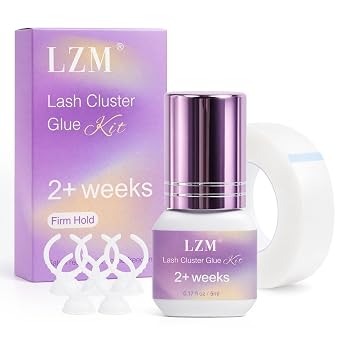 LZM Long Lasting Eyelash Cluster Glue Waterproof Strong Hold 2 Weeks Latex Free for Sensitive Lash Cluster Glue Kit for Beginners DIY Eye Lash Extensions at Home Black 5ml | 2 Weeks Eyelash Cluster Glue for Individual Lash Extensions ,2-3 Sec Drying Time, for Beginners & Professional Black 5ml