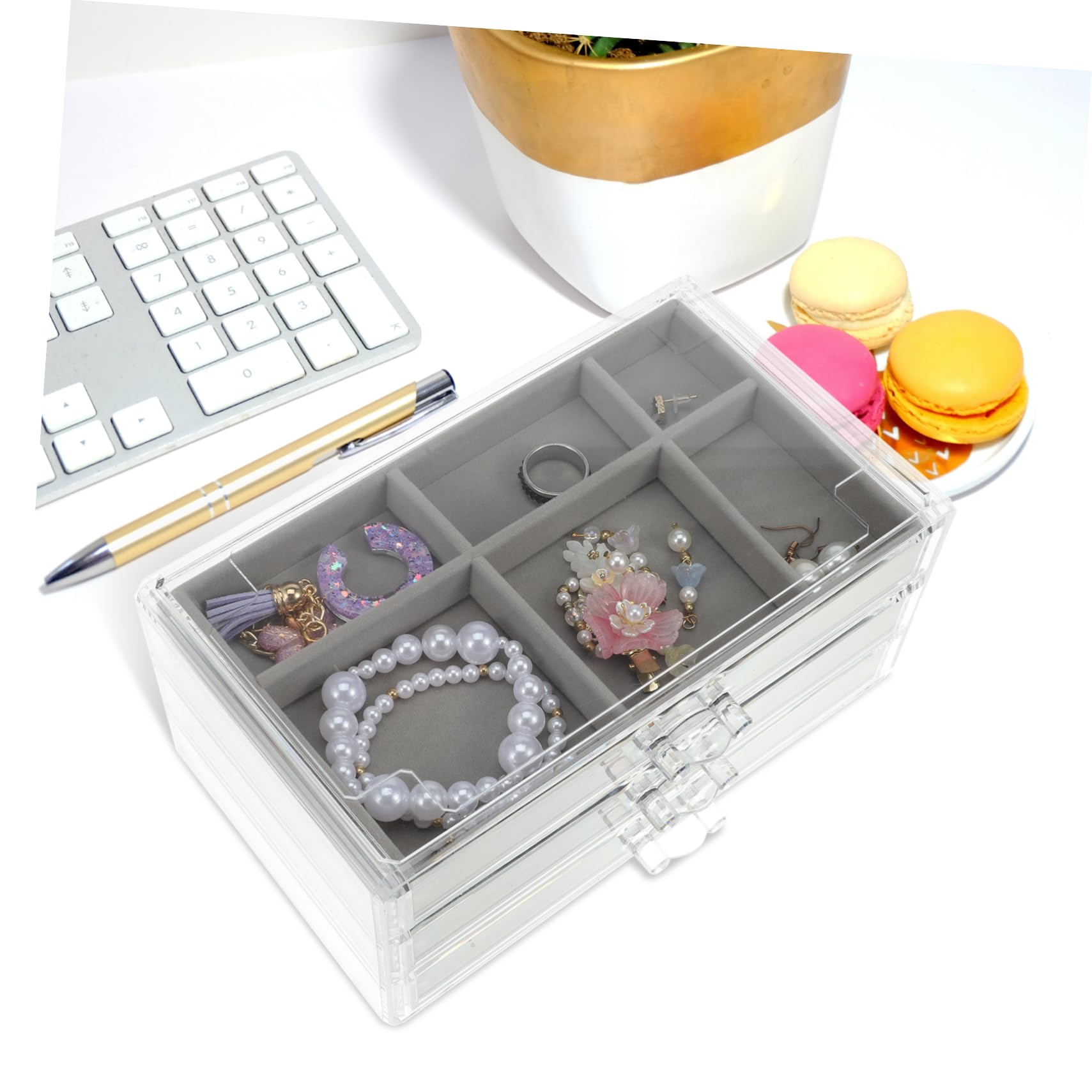 Veemoon Organizador De Joyería Multifuncional Con Compartimentos Caja De Almacenamiento De Accesorios Para Pendientes Anillos y Collares Diseño Elegante Para Viajes y Uso Diario