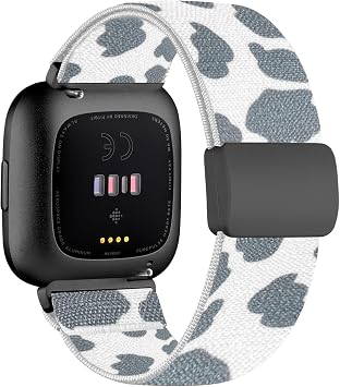 Stretchy Bands - Compatible with Fitbit Versa Bands, Magnetic Buckle Soft Nylon Smartwatch Band