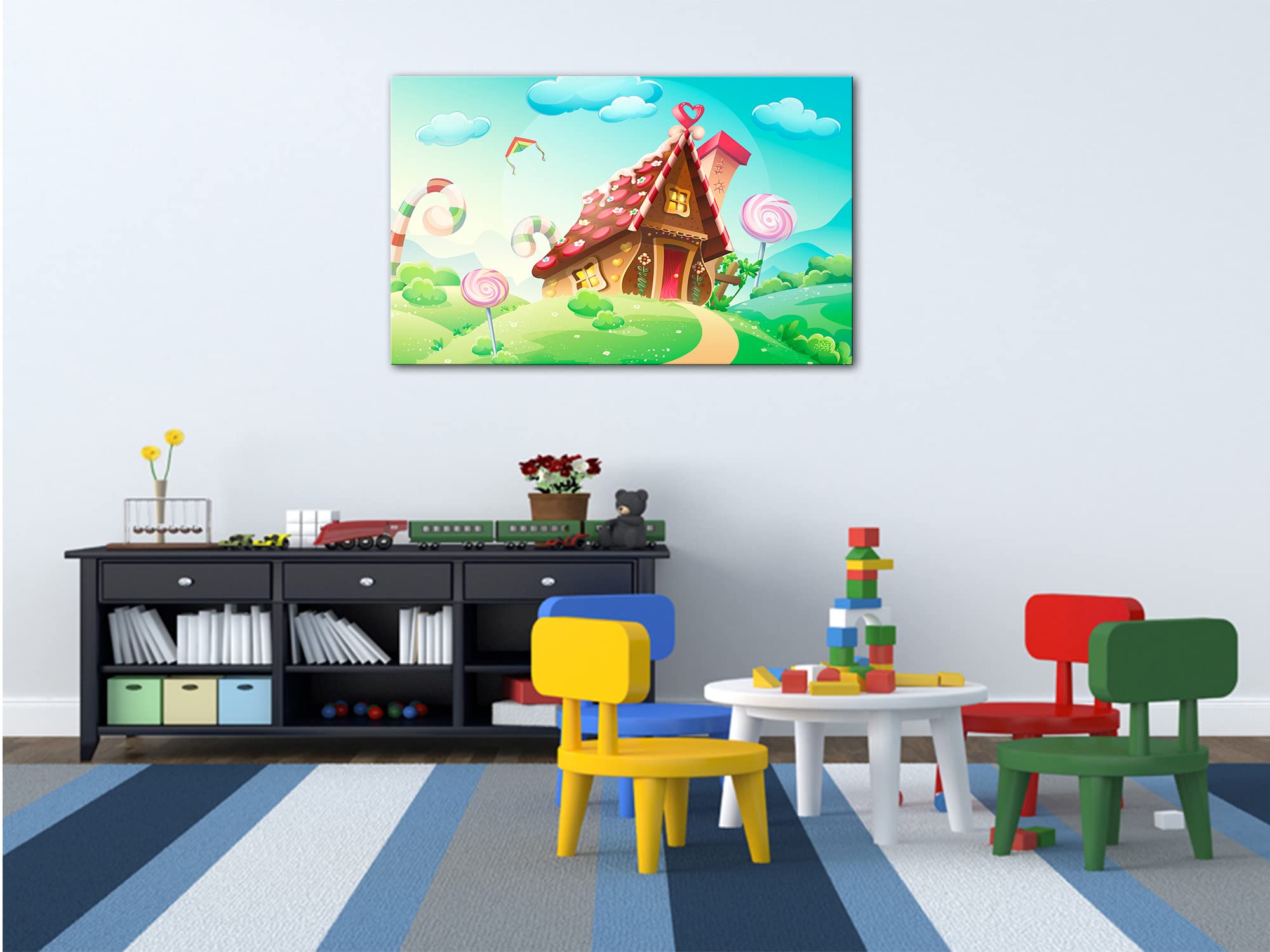 DECLINA – Tableau Mural Maison En Sucrerie – Décoration Murale Enfant Univers Marin Éducatif – Impression HD Sur Verre Acrylique – Fabriqué En France