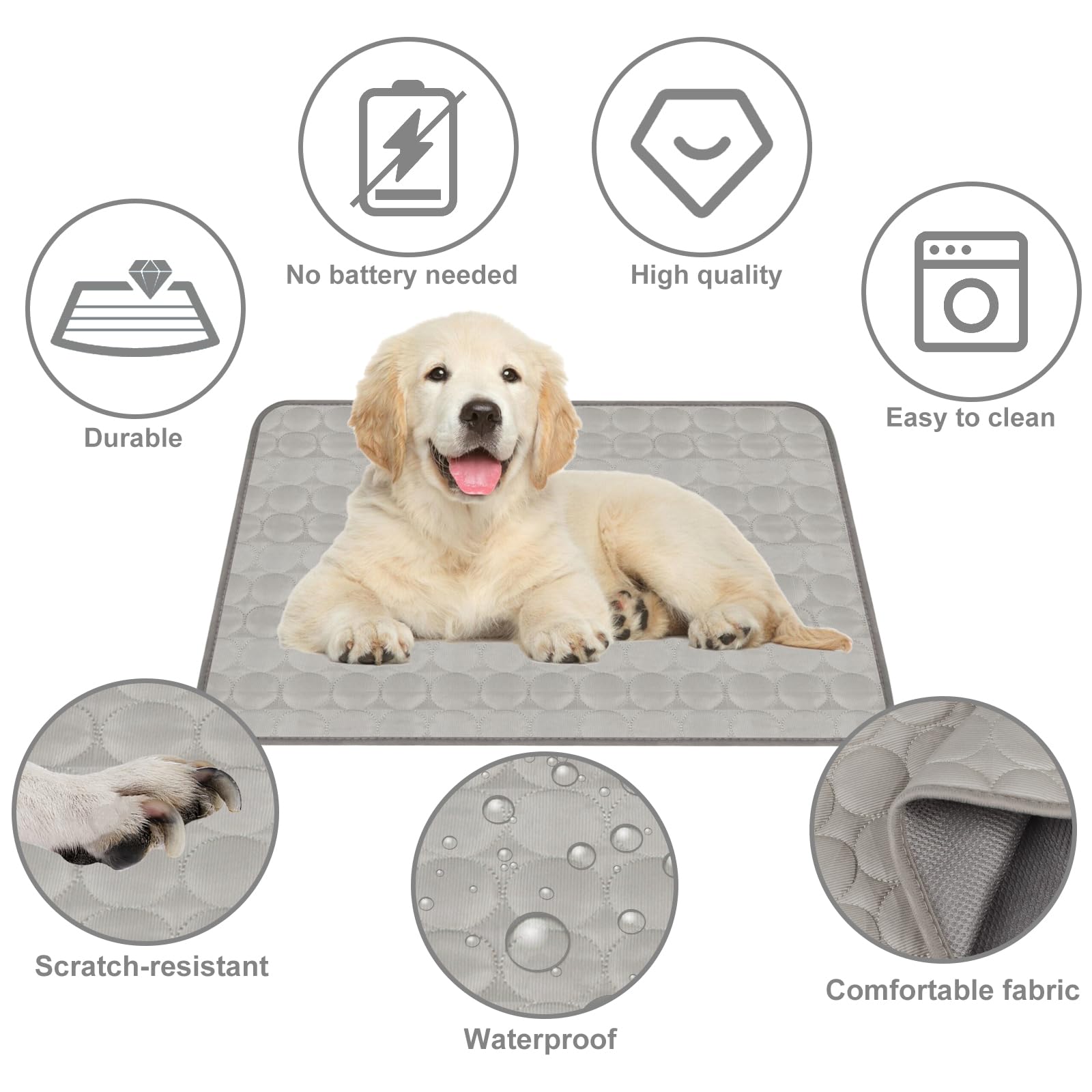 Dog Cooling Mat Self-Cooling 70 x 55 cm Cooling Mat Dog Grey Cooling Mat for Dogs Size L Cooling Mat for Cats Cats Washable Pet Cooling Mat for Home On the Go or in the Car - Image 4
