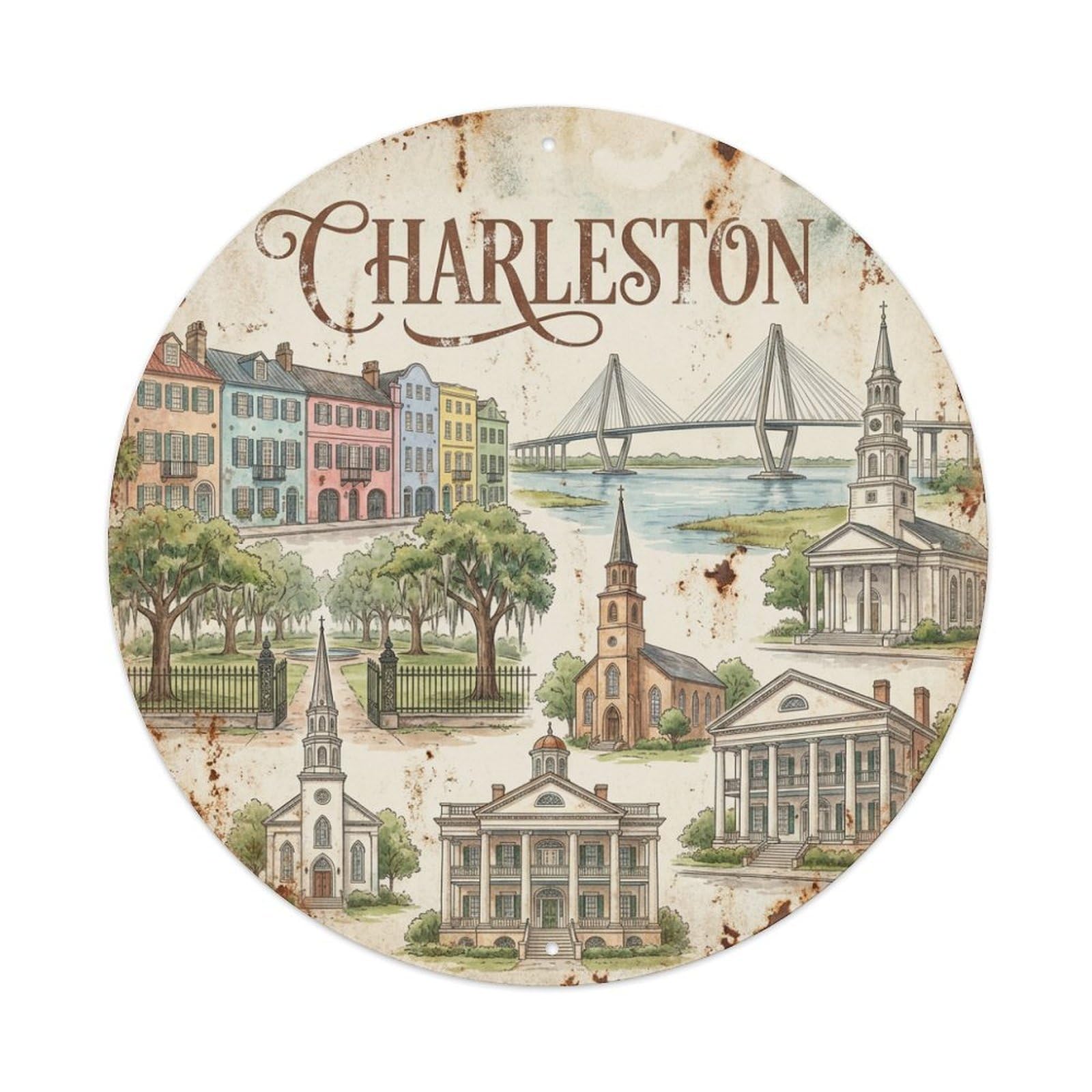 USA Retro Travel Charleston Metal Tin Sign