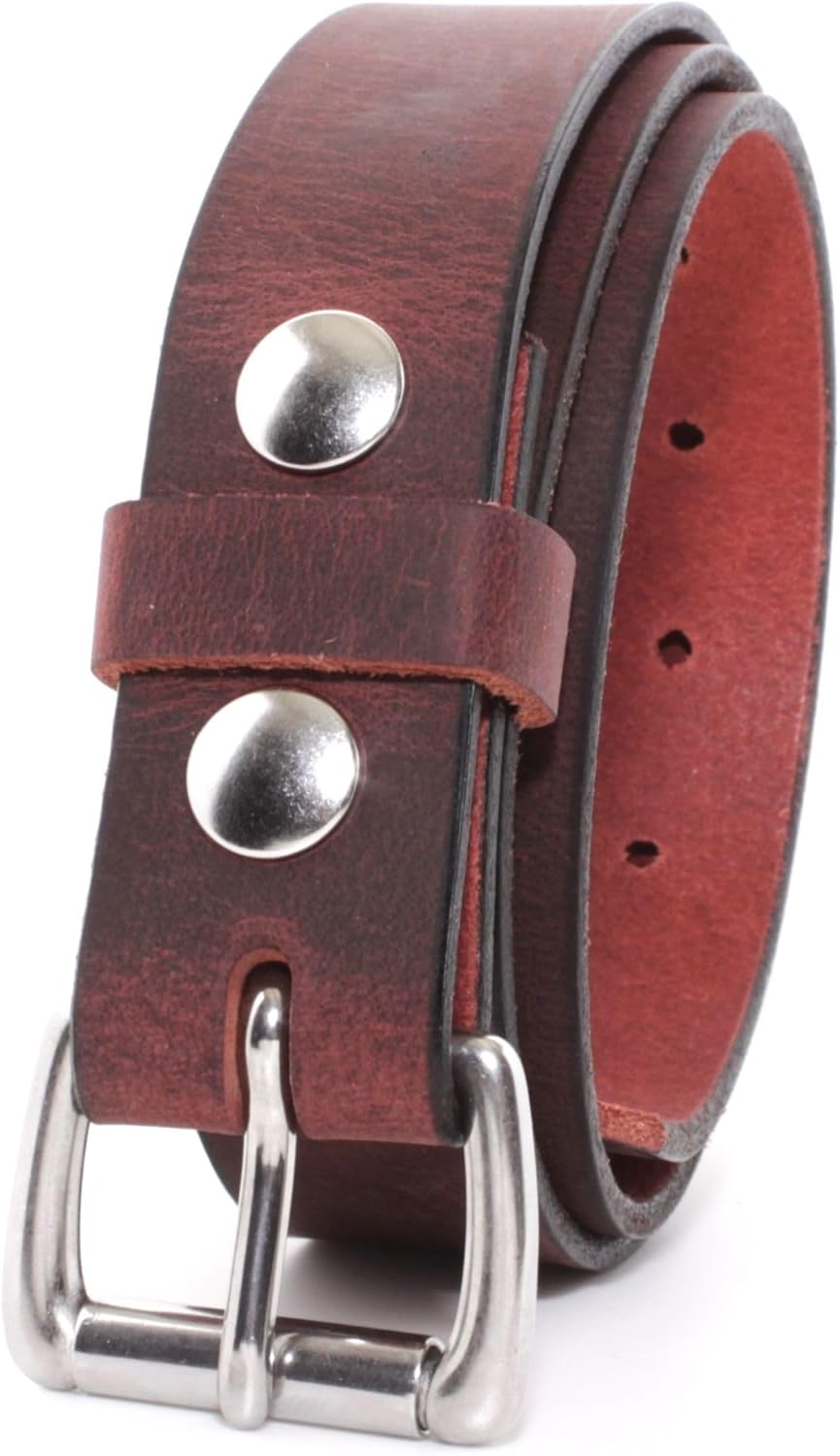 Mens Belts Leather Veg Oil Tan, Buffalo Leather Handmade By Amish, 1.25 Inch Wide & 3.6mm Thickness