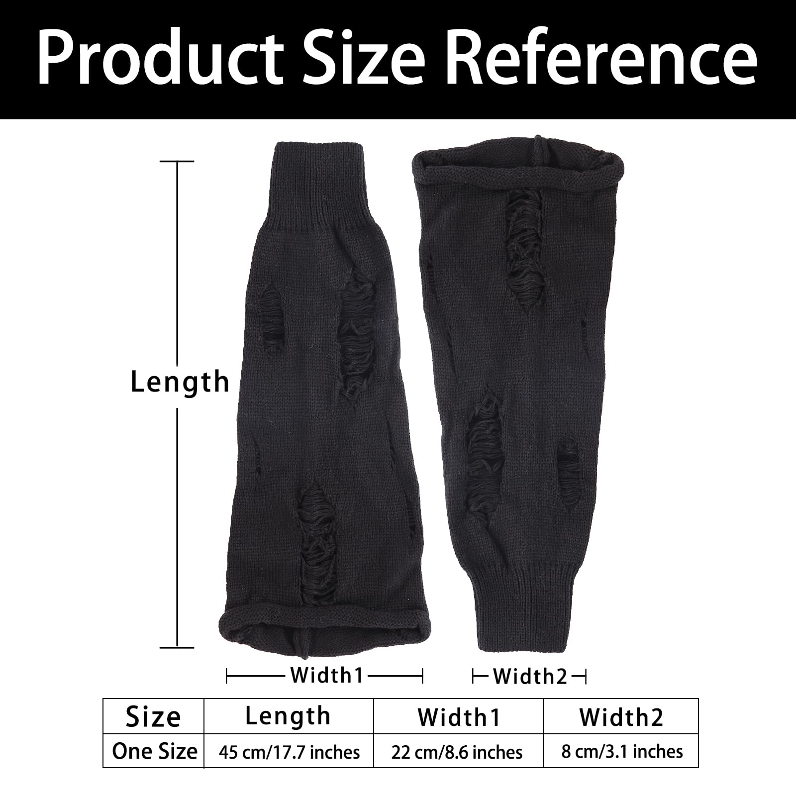 Junely 2 Pairs Leg Warmers for Women Kawaii Leg Warmer Cute Legwarmers Japanese Socks Halloween Goth Emo Gyaru Accessories: Ripped