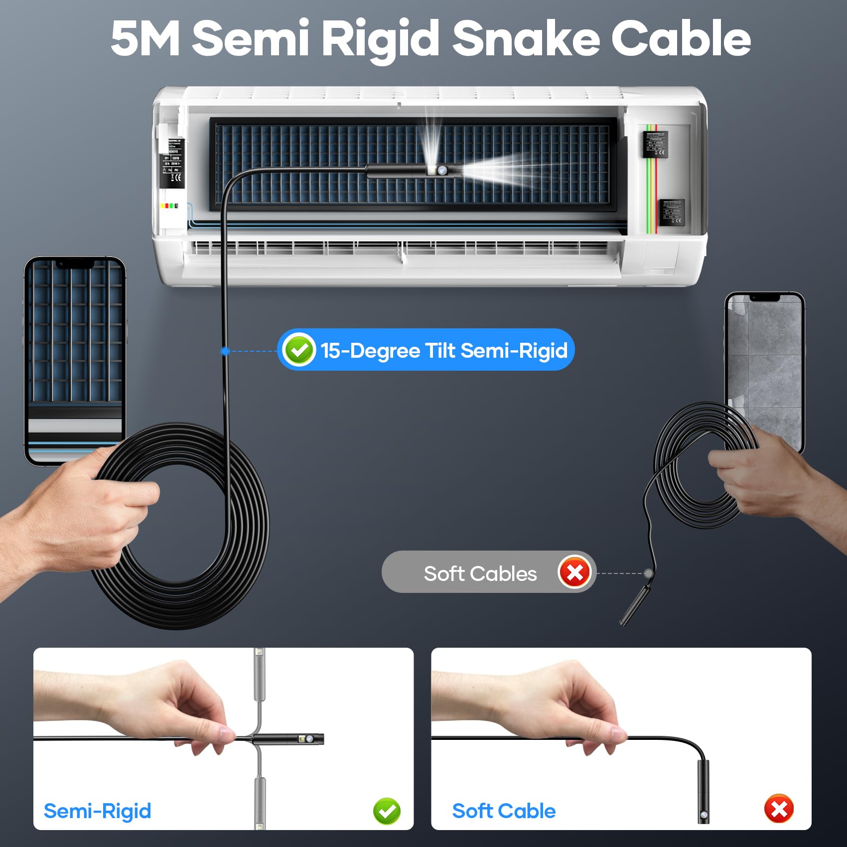 Endoscopio Per Smartphone 1920P HD - Telecamera Ispezione 5M Con 8 LED IP67 Impermeabile - Foto 5