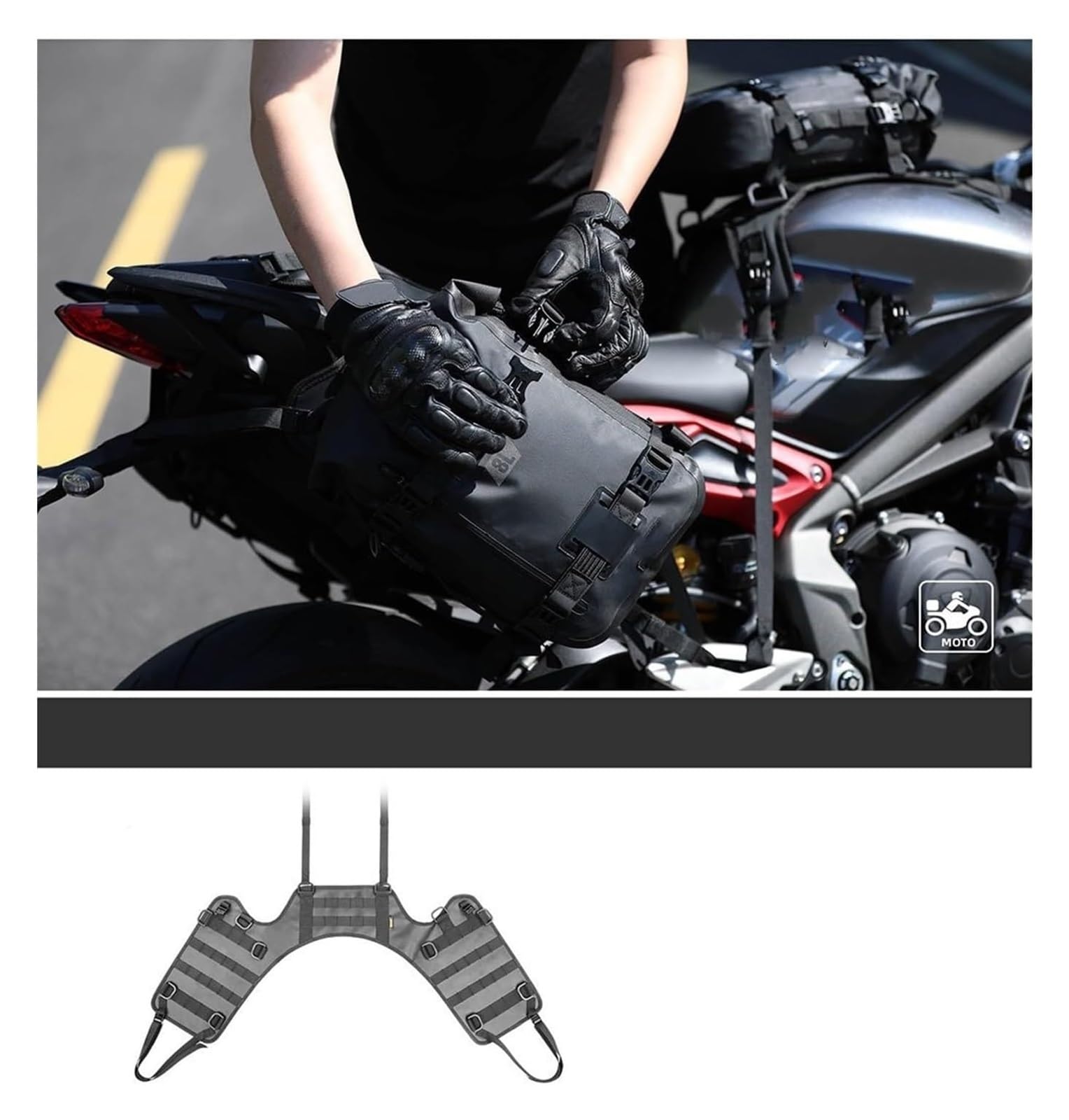 Bolsa Trasera para Motocicleta Accesorios Base para Bolsa Sillín Motocicleta Compatible con Motores Universales Bolsa Asiento Trasero Almohadilla Instalación Bolsa Lateral Trasera