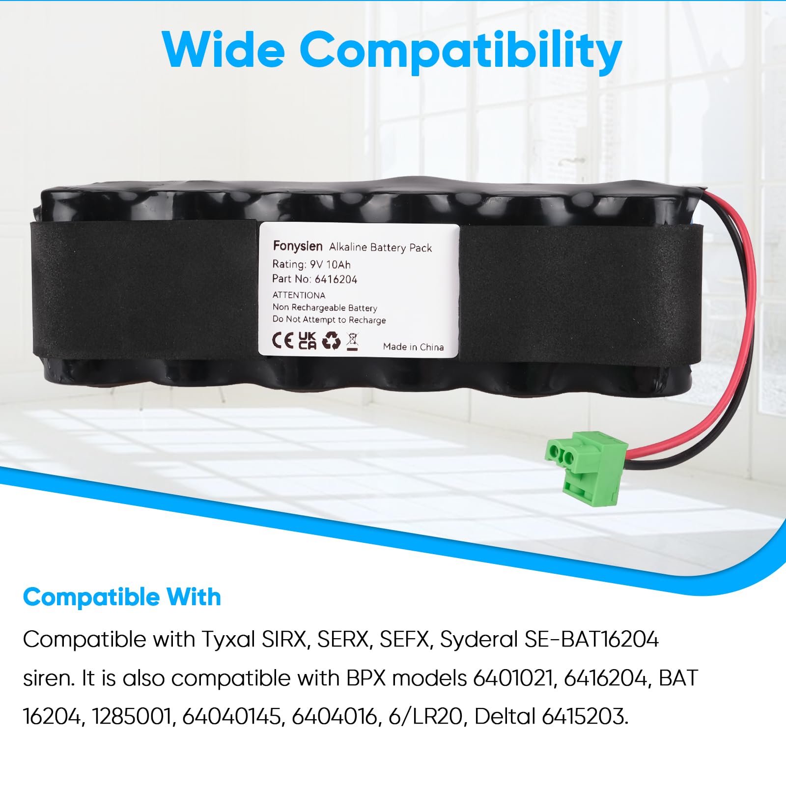 BPX 6416204 Batterie Compatible avec SEFRX 6416204 Sirène, Delta Dore, Tyxal SIRX, SERX, SEFX, SEFRX, Syderal SE Sirène, BPX 6401021, 6416204, Bat 16204, 1285001, 64040145, 6404016