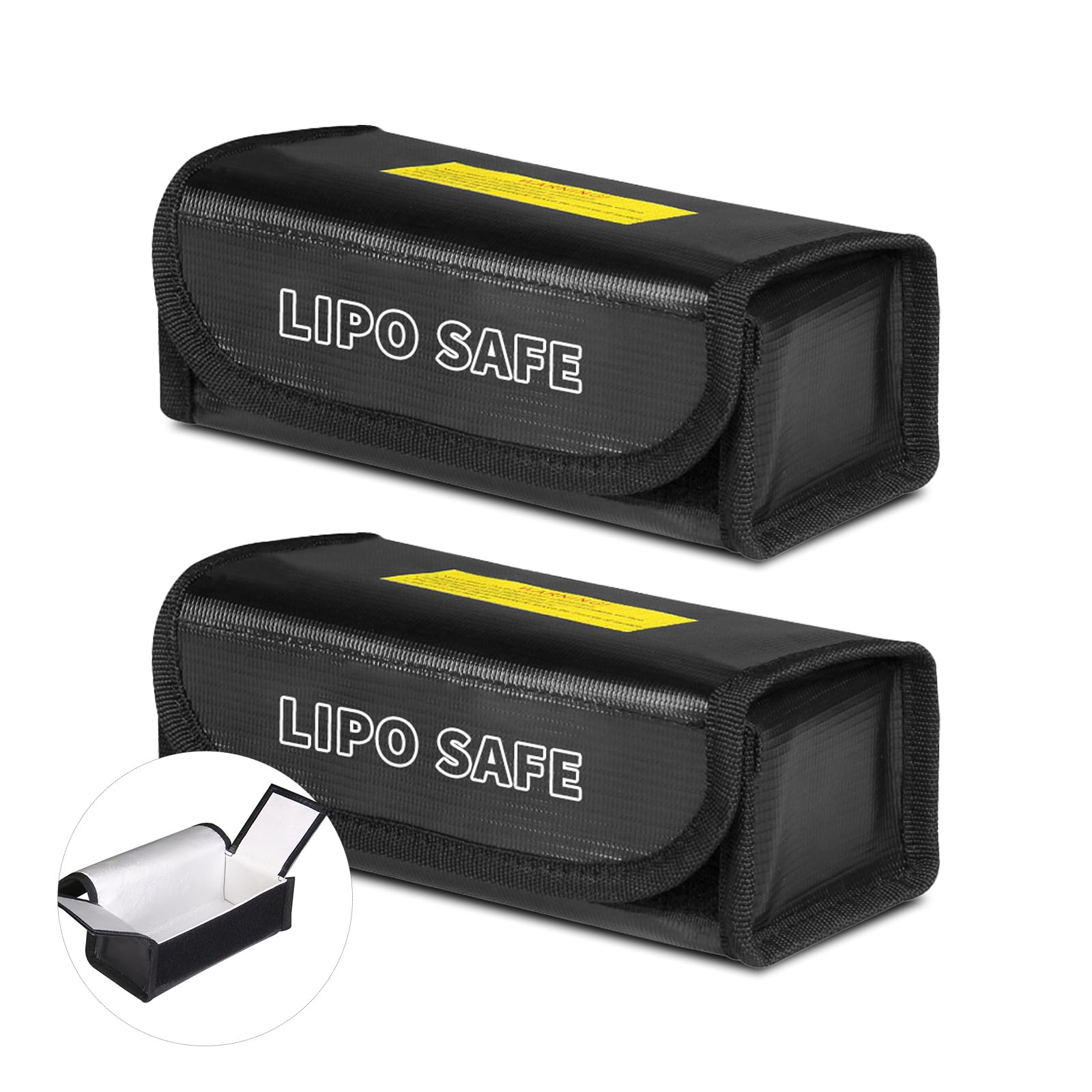 Bofanze Lipo Bag, 2 Pack Fireproof Explosion-proof Lipo Battery Bag Small Lipo Guard Battery Bag Fireproof Heat-Resistant Black Battery Safety Protection Bag 18 * 8 * 6.5cm
