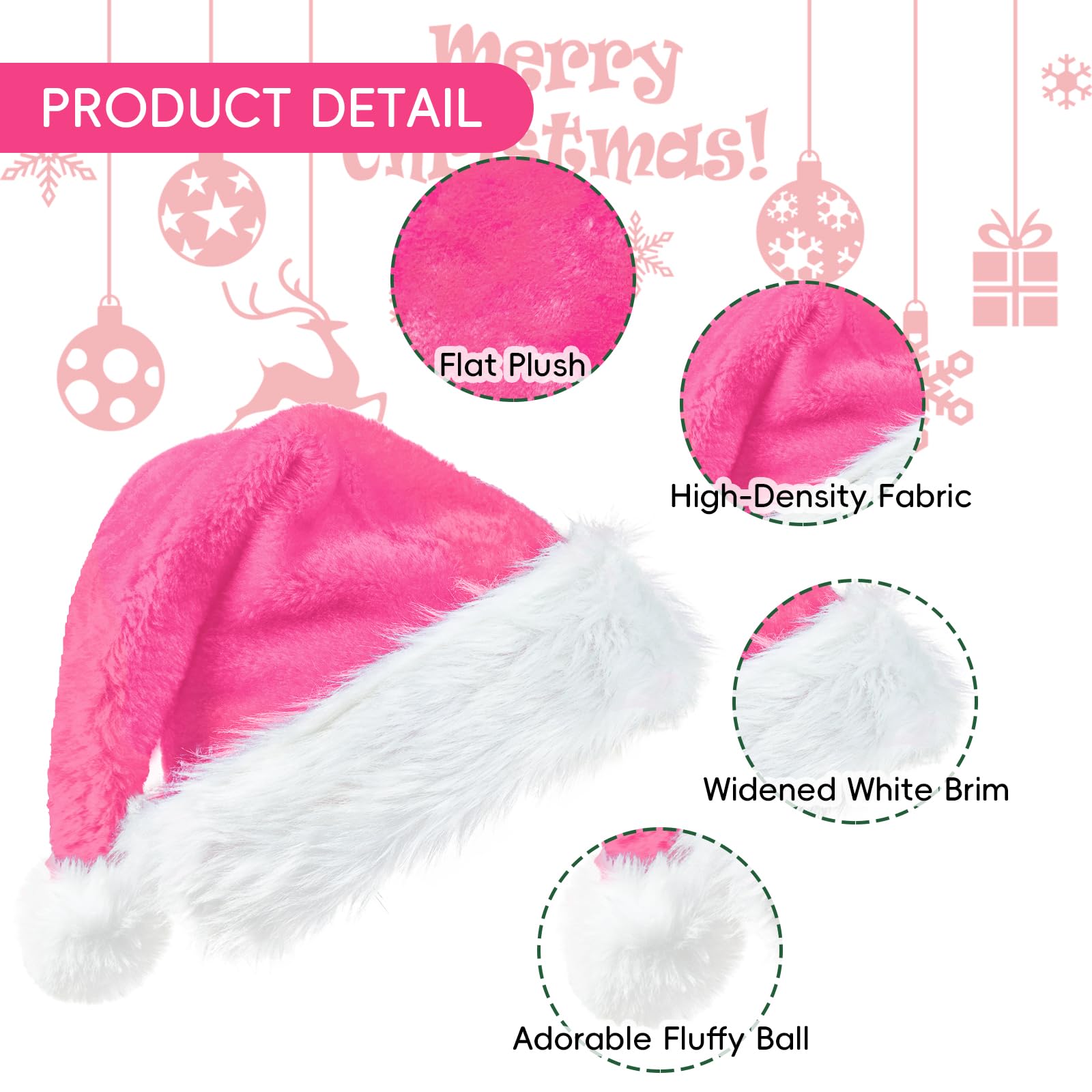 Sombrero de Papá Noel de Navidad para adultos, sombreros de Papá Noel de terciopelo, sombrero de Navidad de felpa para Navidad, Año Nuevo, decoraciones y suministros
