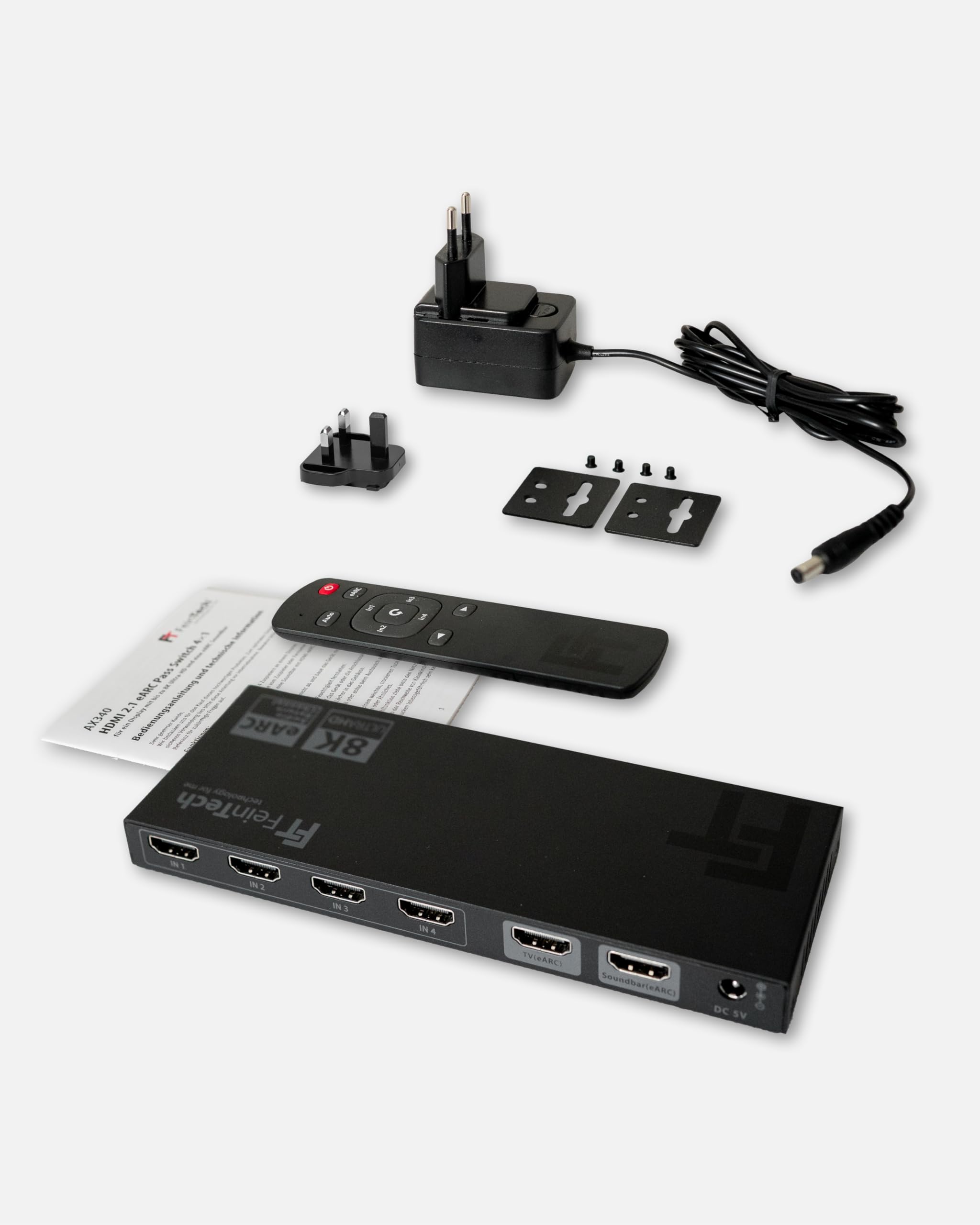 FeinTech AX340 HDMI 2.1 eARC Pass Switch 4 en 1 Out pour barre de son eARC