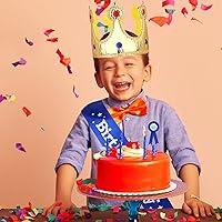 Vista 3 de Corona de rey de cumpleaños, banda para niño, botones y accesorios de vestir para celebración de cumpleaños
