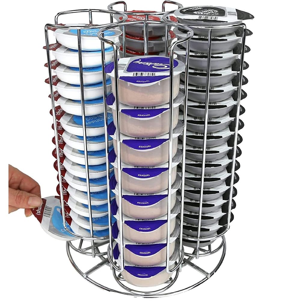 titivate Tassimo Coffee Pod Holder, Coffee Capsule Holder Compatible for Tassimo, 52 T-disc Tassimo Coffee Capsule Stands, 360° Rotating Wire Stainless Steel