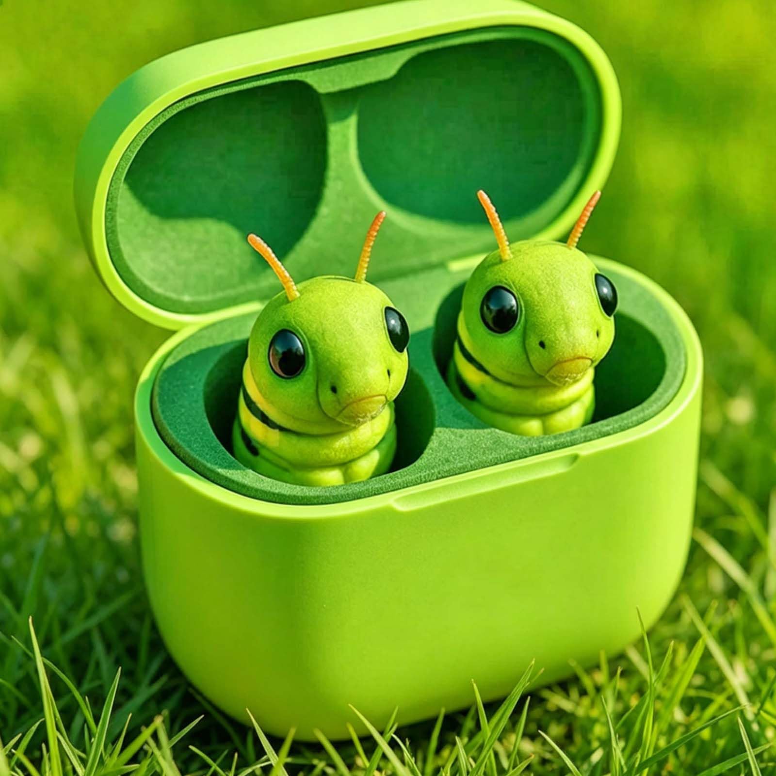 Frog Earbuds, Cute Animal Shaped Bluetooth Earbuds with Charging Case, Wireless in Ear Headphones with Deep Bass, Noise Reduction, IPX4 Waterproof, Gift for Kids and Adults (A) — view 6