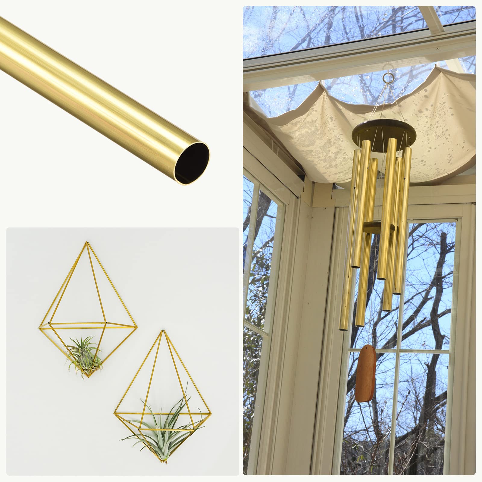 Produktbild von 2 Stück Messingrohr 9 Mm Außen-Ø X 0,5 Mm Wandstärke X 100 Mm Länge, Glatt & Nahtlos Für DIY Und Dekoration
