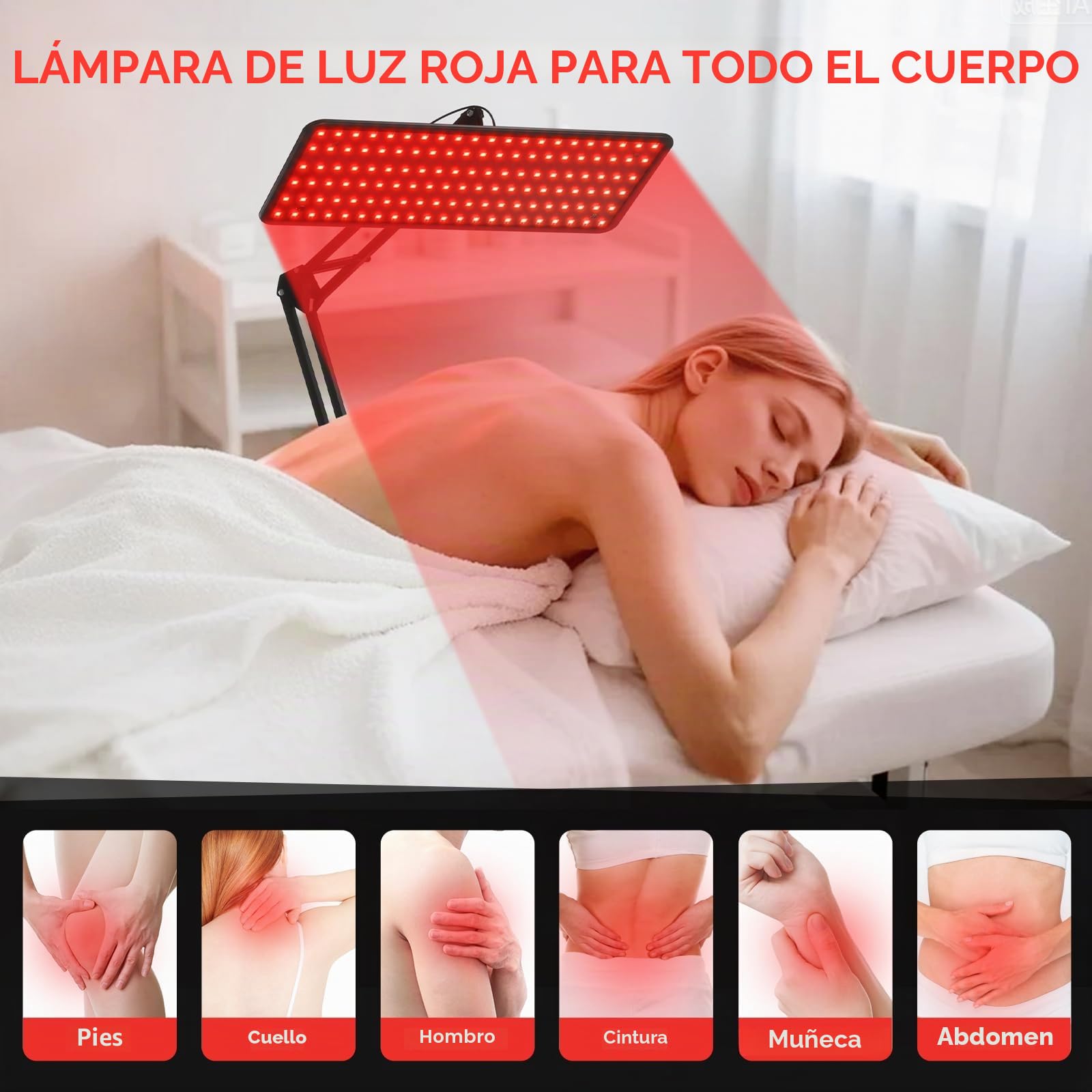 Morfone Lámpara de Luz Roja Cuerpo y el Rostro con 660/850/940 nm - Negro M