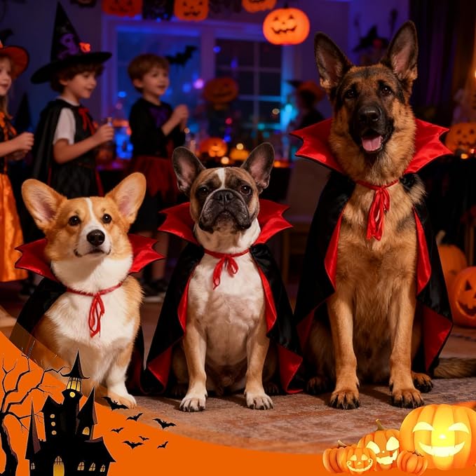 Disfraz para Perro OLANRUN Halloween Vampiro Capa Ajustable Talla L miniatura 4