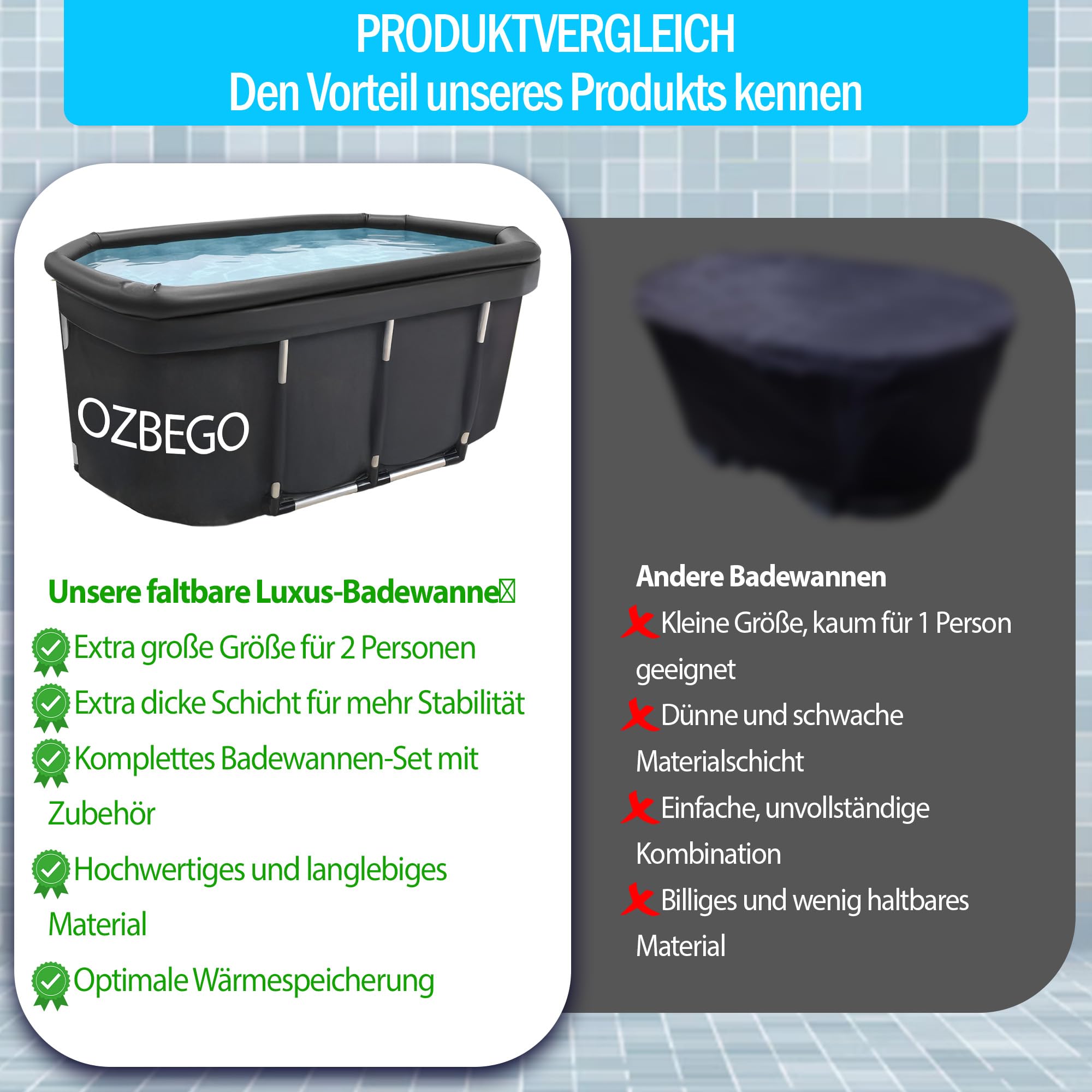 Eiswanne XL Tauchbecken Eisbad Set mit Deckel Tasche Luftringabdeckung Badewanne für Erwachsene Ice Bath Zubehör Eisbaden Tonne Outdoor Eistonne Mobile Badewanne