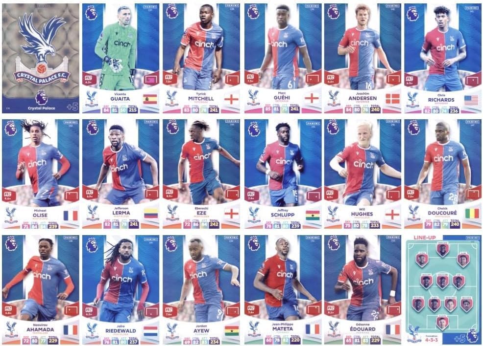 Panini Premier League Adrenalyn 2024 Full 18 Card Team Set Crystal