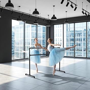 Minifactory Portable Freestanding Ballet Barre, Tall Double Ballet Bar for Dance Training, Heavy-Duty Metal Dance Barre for Home, Studio & Ballet Practice