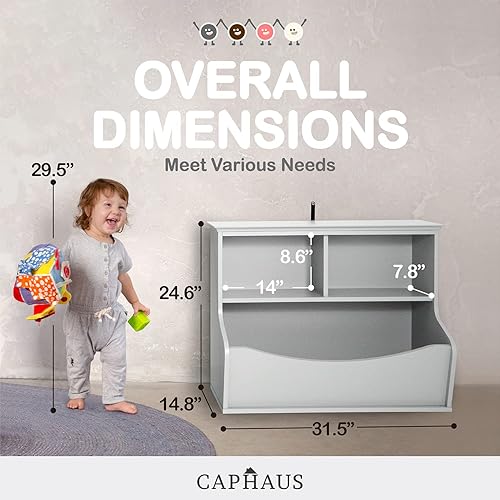 Miniatura 11 de CAPHAUS Organizador de almacenamiento de juguetes para niños, cubo de almacenamiento abierto, libro multifuncional, gabinete de almacenamiento de E.