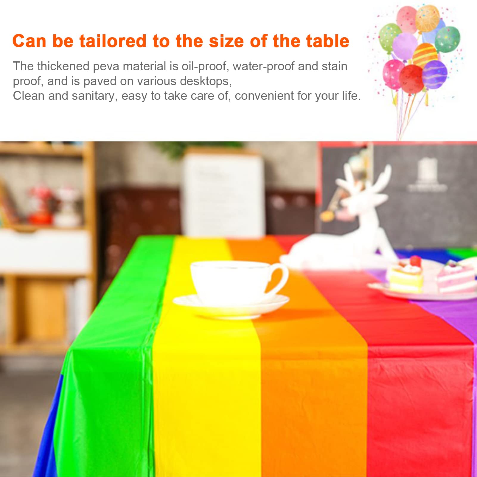 Xinfin Tovaglia arcobaleno, 137 x 274 cm, impermeabile, in plastica, per feste, compleanni, matrimoni, feste (1 pezzi, arcobaleno pastello