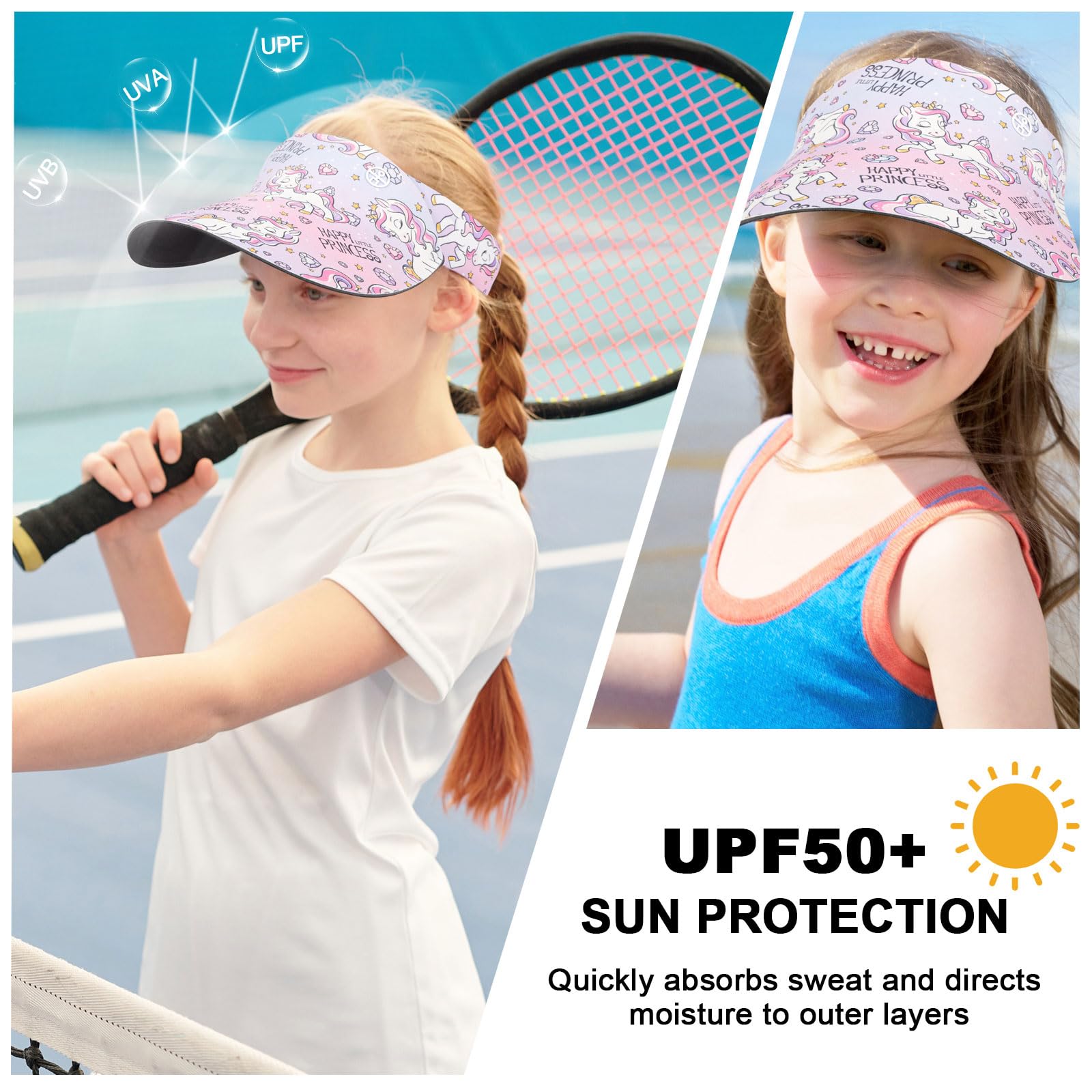 QKURT Sombrero con Visera para niños, de 2 a 12 años, para niñas y niños, para Golf, Deportes, Anti-UV, para Verano, de ala Ancha, para Exteriores, Tenis, Ciclismo, Playa, Viajes.