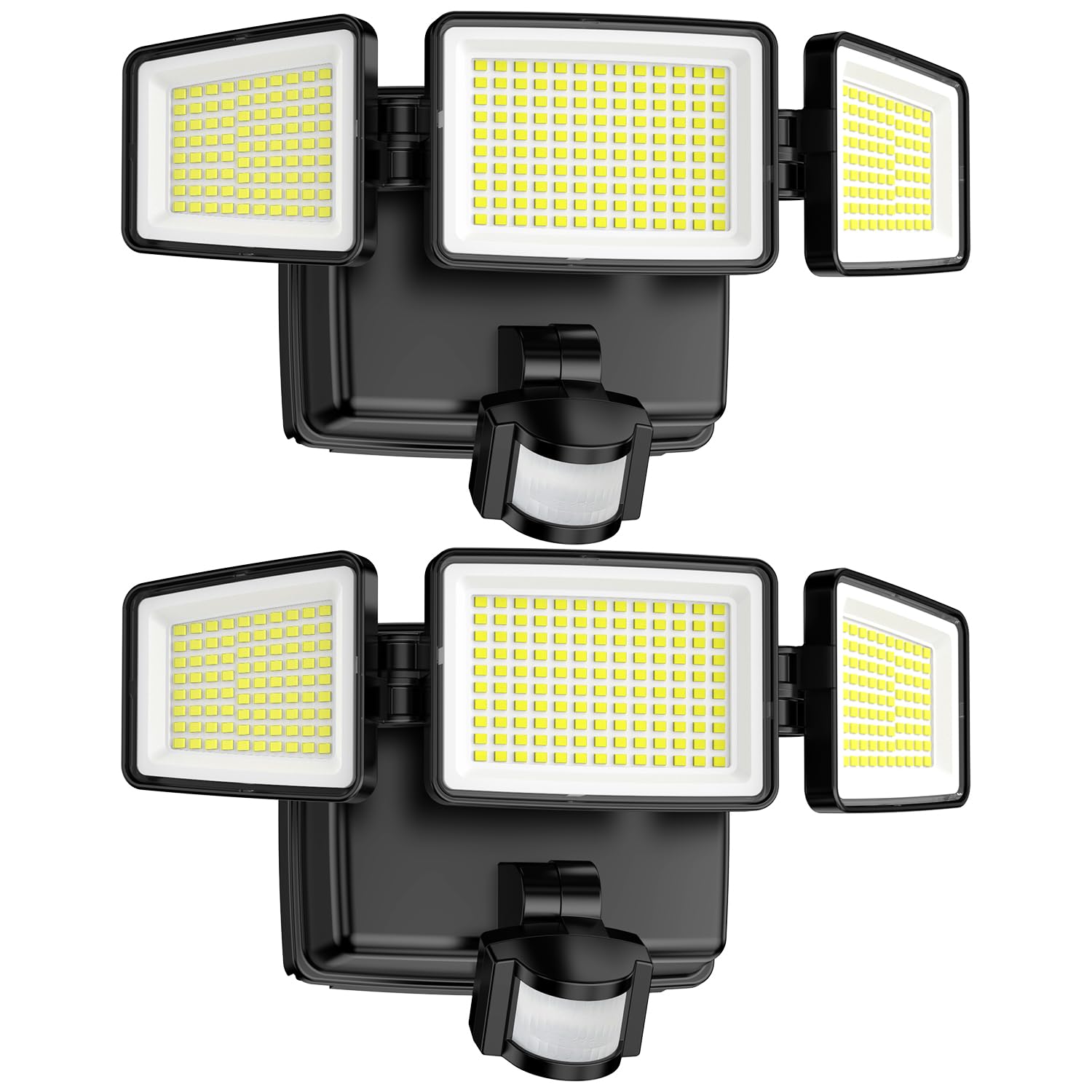 2 Stück - 302 LED Strahler mit Bewegungsmelder Aussen, 1500LM Batteriebetriebene Aussenlampe, 6500K, IP65 Außenstrahler, Hohe Helligkeit Sicherheitsleuchte Batterie für den Innen und Außenbereich