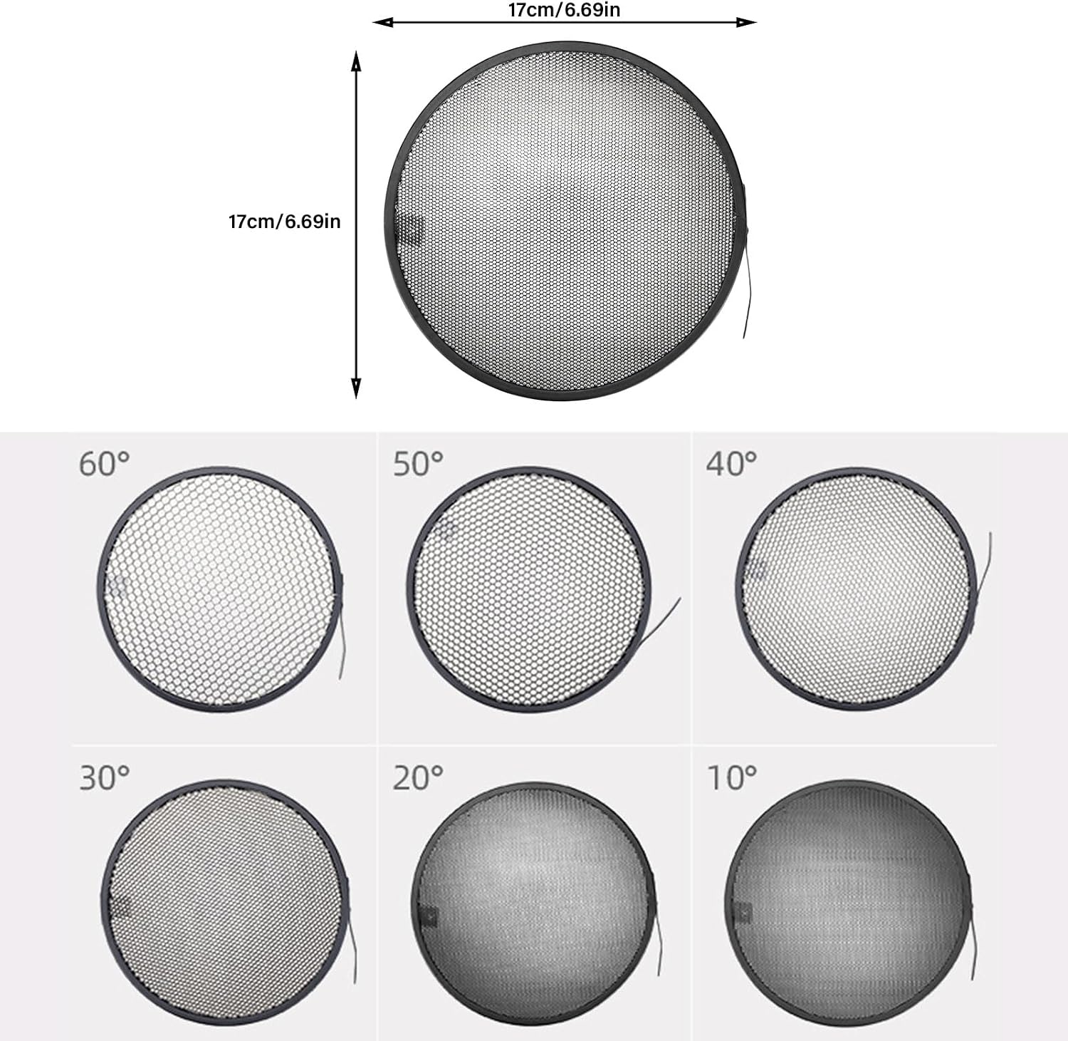 Standard Reflector Beauty Dish Diffuser Lamp Shade Photography with 10/20 / 30/40 / 50/60 Degree Honeycombs Grids for Studio Photography Lighting Accessory