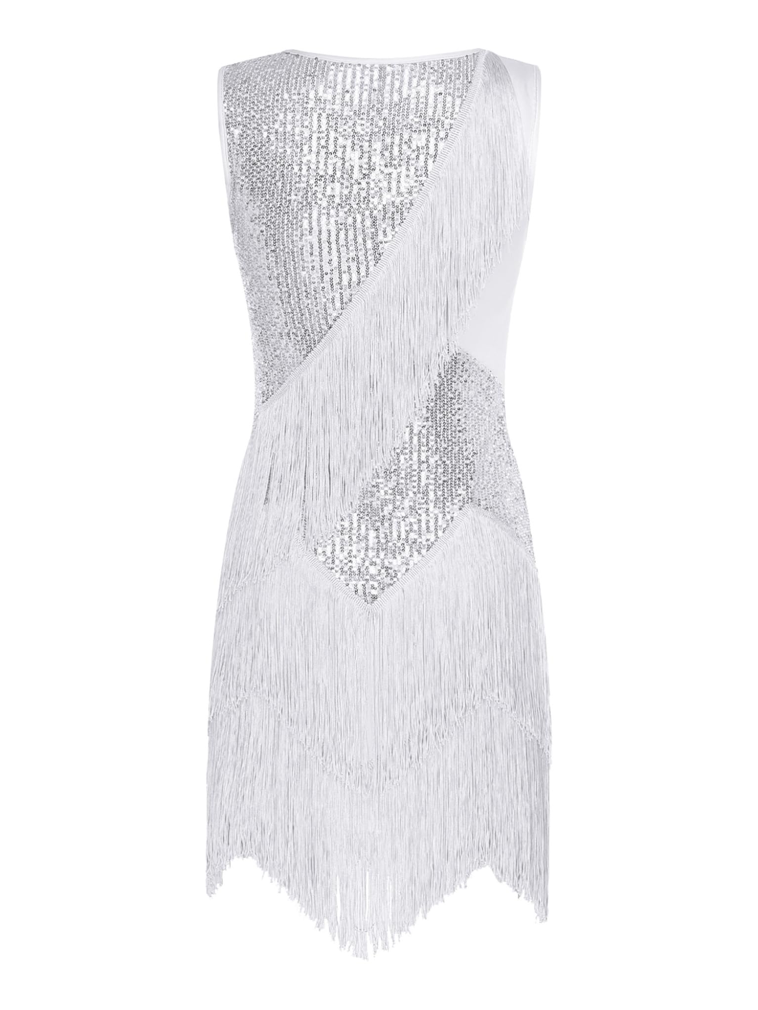 TTAO Vestido de baile latino para mujer, sin mangas, con flecos, borla, vintage, de los años 20, para cóctel, baile, tangos, salsa