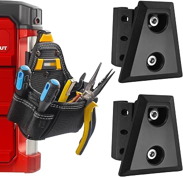 2 Pack Cliptech Holder Fit for ToughBuilt ClipTech Pouch,Packout Tool Pouch Holder Mounts Directly on the Toolbox,Corner Rail clips Including