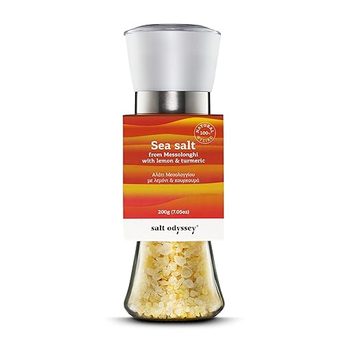 Miniatura 3 de Paquete de 2 sal marina pura ODYSSEY, molinillo de sal para condimentar carne, pescado y pollo, molinillo gourmet 100% natural de sal marina, sal