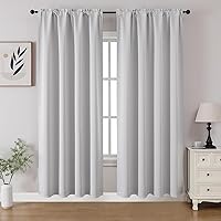 Vista 45 de CUCRAF - Cortinas opacas beige de 45 pulgadas, juego de 2 paneles con bolsillo para barra, cortinas para oscurecer dormitorios y sala de estar