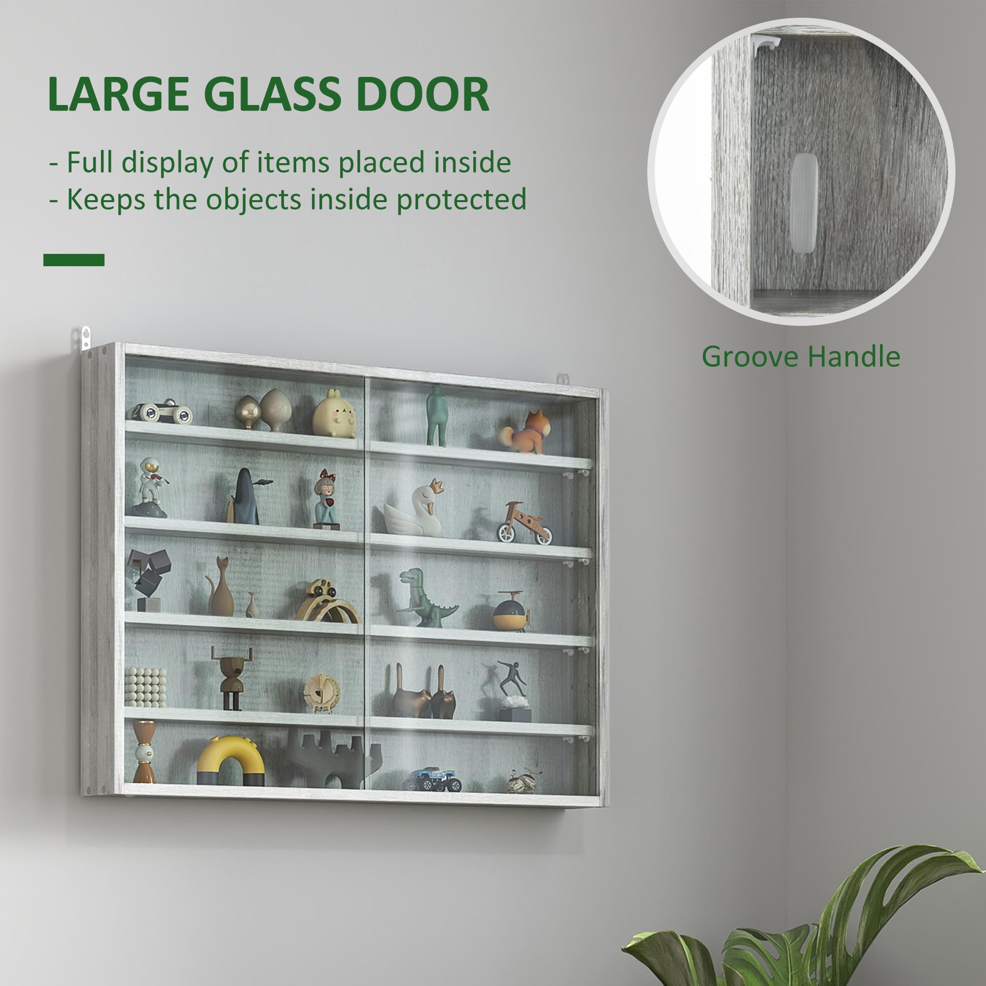 Wall Mounted Glass Fronted Display Cabinets Morinome 5 Tier Glass Door