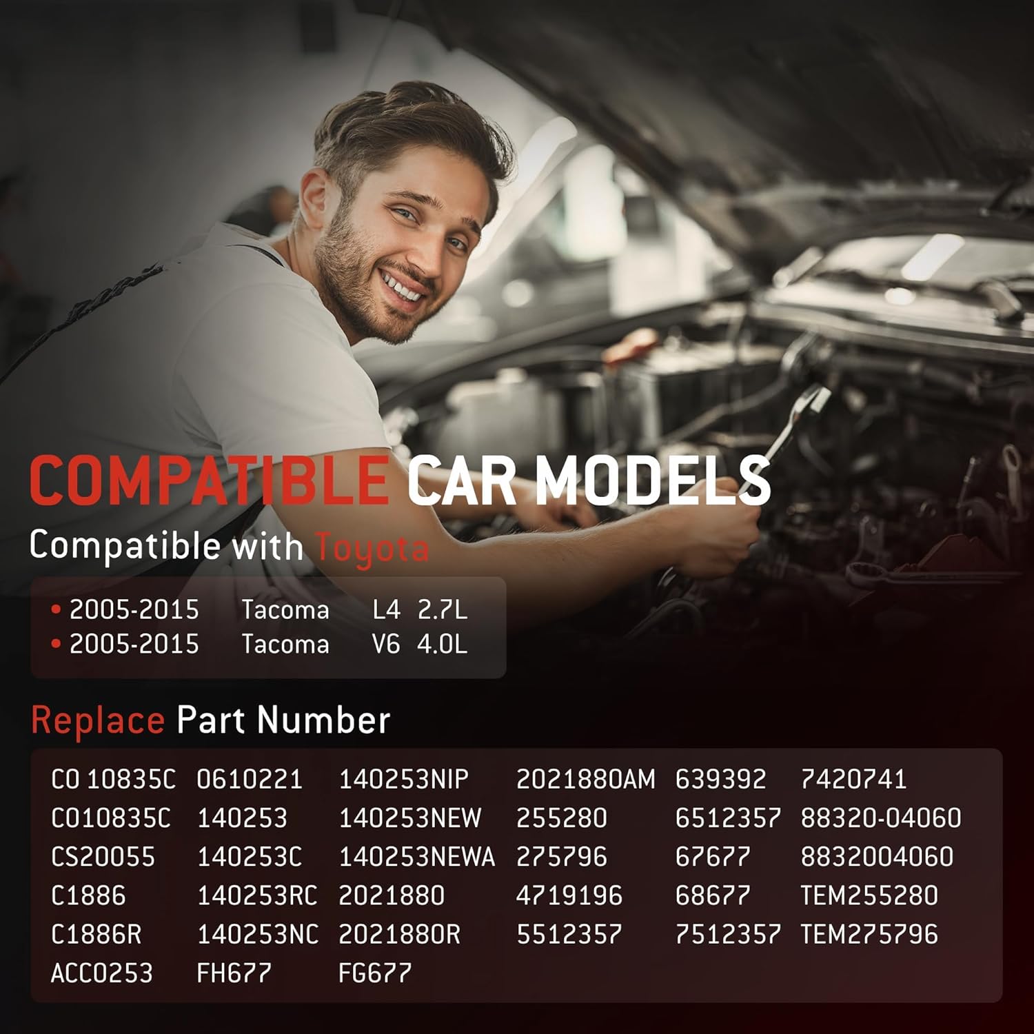 HYR Automotive Air Conditioning Compressor AC Compressor with Clutch Compatible with Toyota Tacoma 2005-2015 2.7L 4.0L, 7 grooves, Replace# 8832004060, 68677, CO10835C