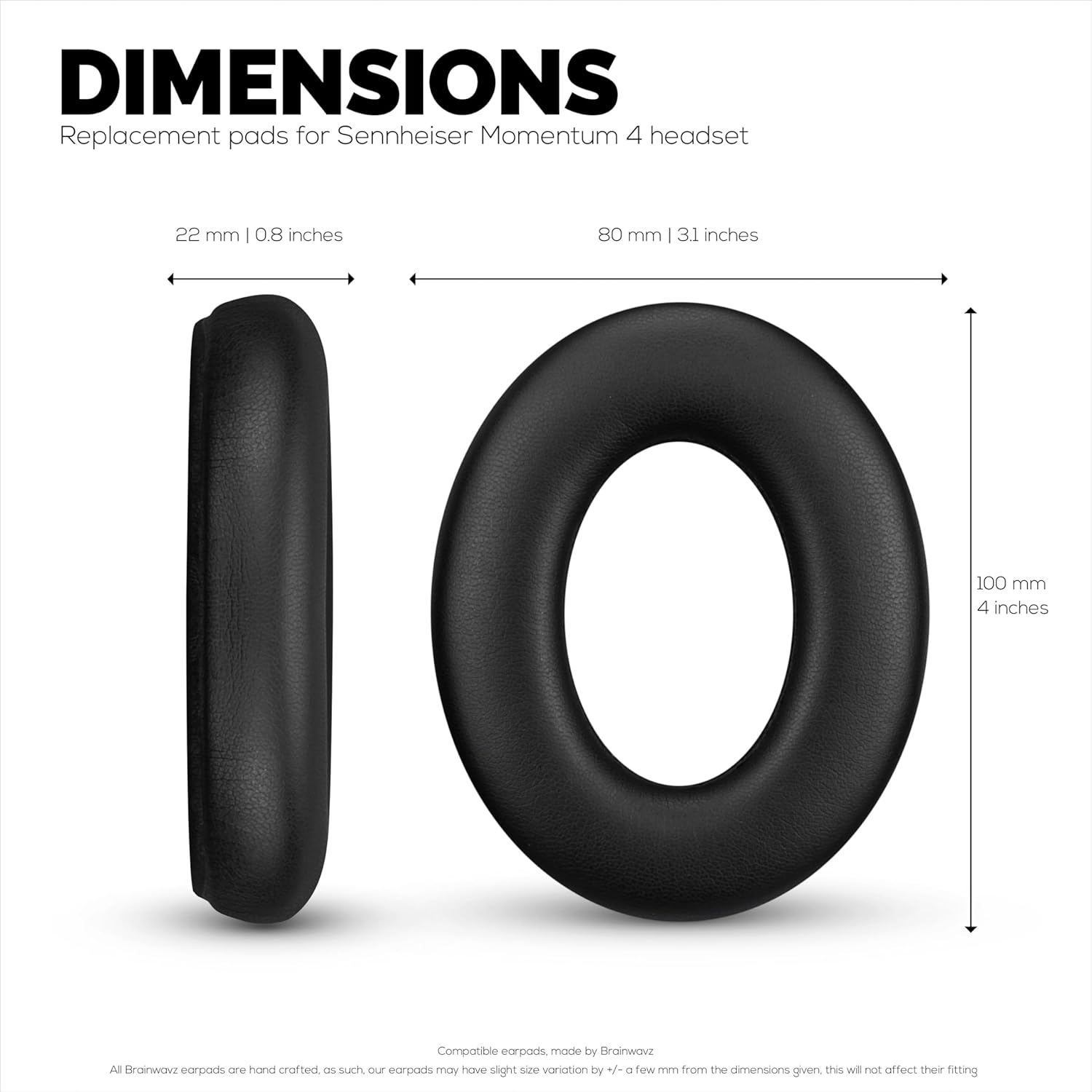 Replacement Earpads for Sennheiser Momentum 4 (IV) Wireless Headphones, Soft PU Leather Cushions, Extra Comfort, Easy & Quick Installation, by Brainwavz (Black) - Image 6