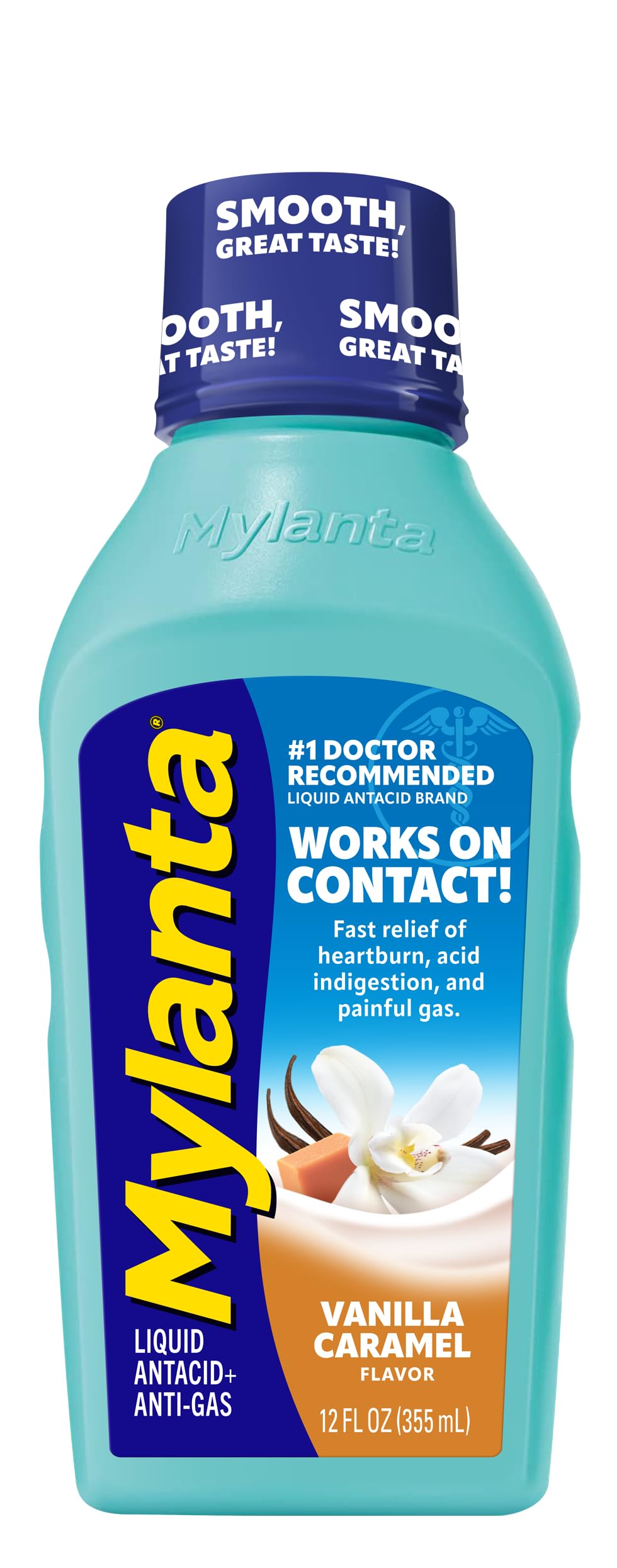Mylanta Heartburn &amp; Gas Relief Liquid Antacid, Vanilla Caramel, 12oz