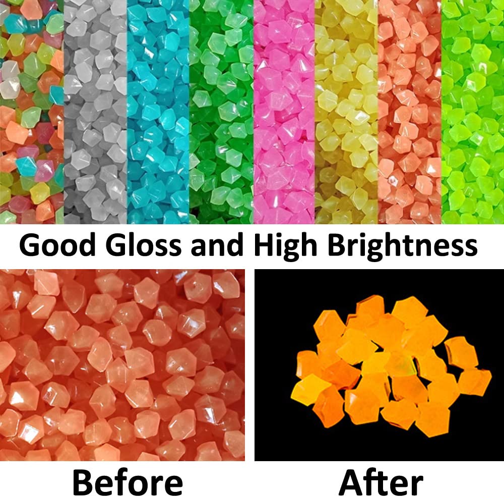 300 Pezzi Arancione Chiaro Pietre Luminosi Ciottoli Luminosi Fluorescenti Luminose Incandescenza nel Buio Pietre Rocce Ghiaia per Giardino Acquario Decorazione 14x11mm