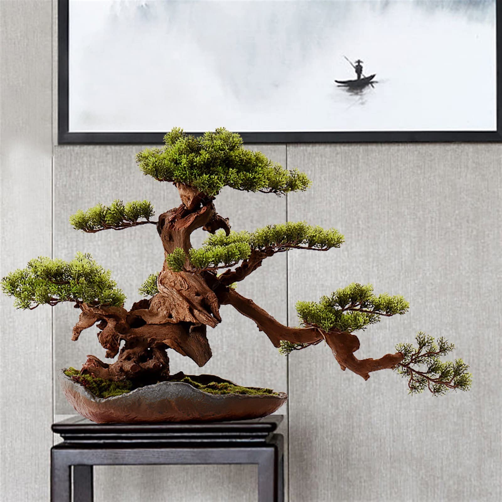 Amazon.de: Knstliche Pflanzen Knstlicher Bonsai-Baum, 16,9 Zoll, groe  grne Simulation, willkommene Kiefer, Bonsai-Baum, Innen-Wohnzimmer, ...