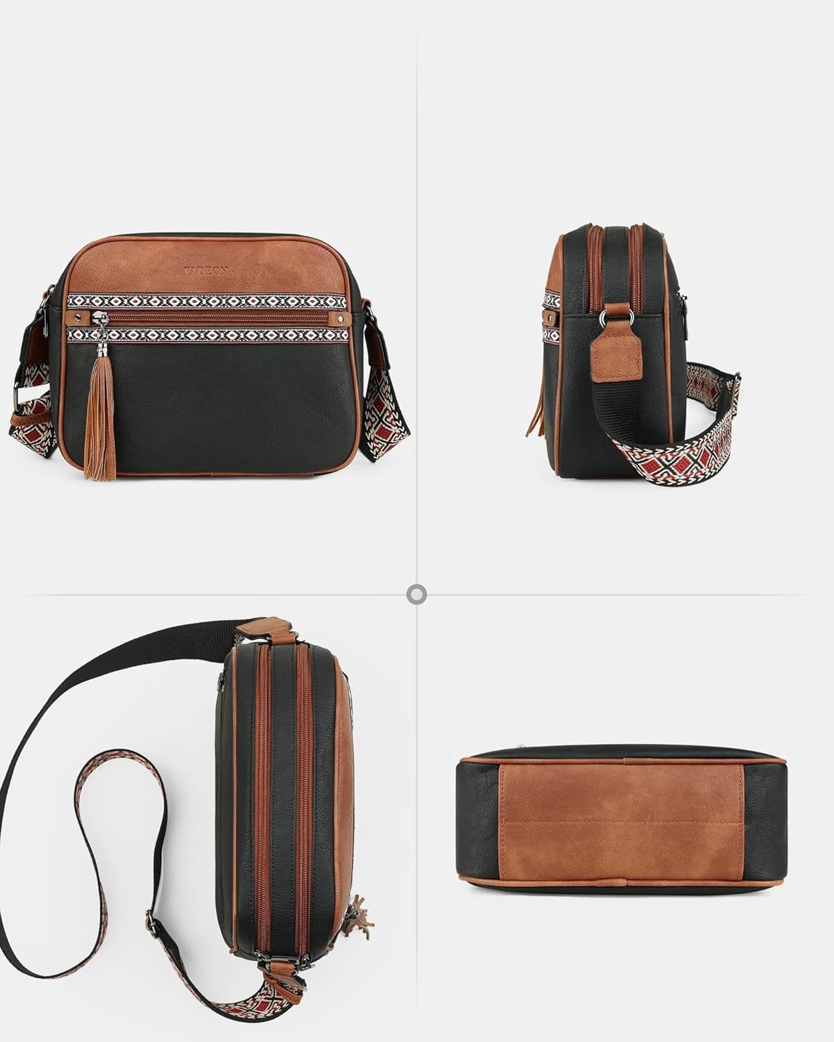 FADEON Crossbody Bags for Women Designer Vegan Leather Crossbody Purse Multi-pocket Medium Shoulder Bag with Card Slots - Image 8