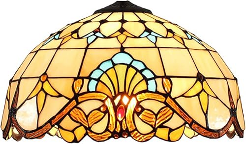 Pantalla de lámpara barroca de 16 pulgadas de repuesto solo estilo Tiffany, pantalla de lámpara pastoral retro, accesorios para lámpara de mesa,