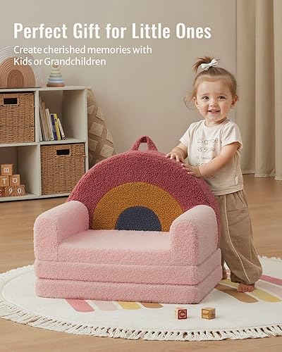 Miniatura 4 de Blissful Diary Sofá plegable para niños pequeños, cómoda silla y tumbona 2 en 1 para leer, sala de juegos, sofá para niños y niñas, regalo de