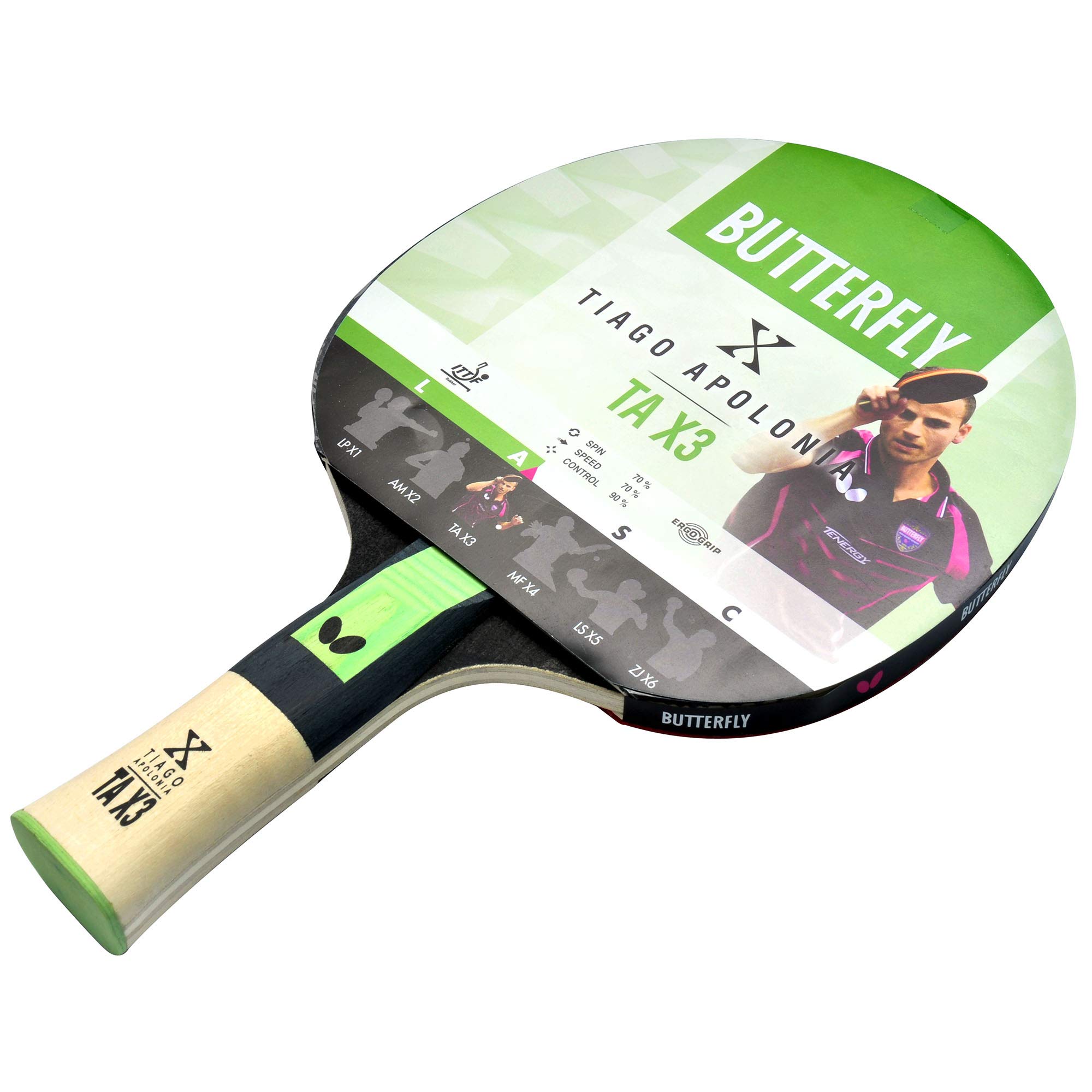 Amazon.com : Butterfly Tiago Apolonoa TAX3 Table Tennis Bat - ITTF 