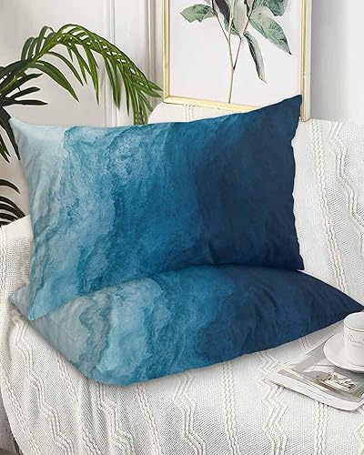 Miniatura 2 de Fundas de almohada color azul costero, tamaño Queen, 2 paquetes de fundas de almohada suaves para cama, fundas decorativas para sofá de cuerpo