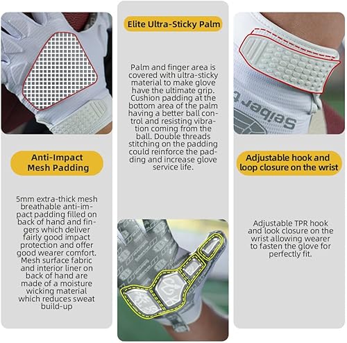 Vista 43 de Seibertron Pro 3.0 Elite - Guantes de fútbol para jóvenes y adultos Tamaño adulto rojo