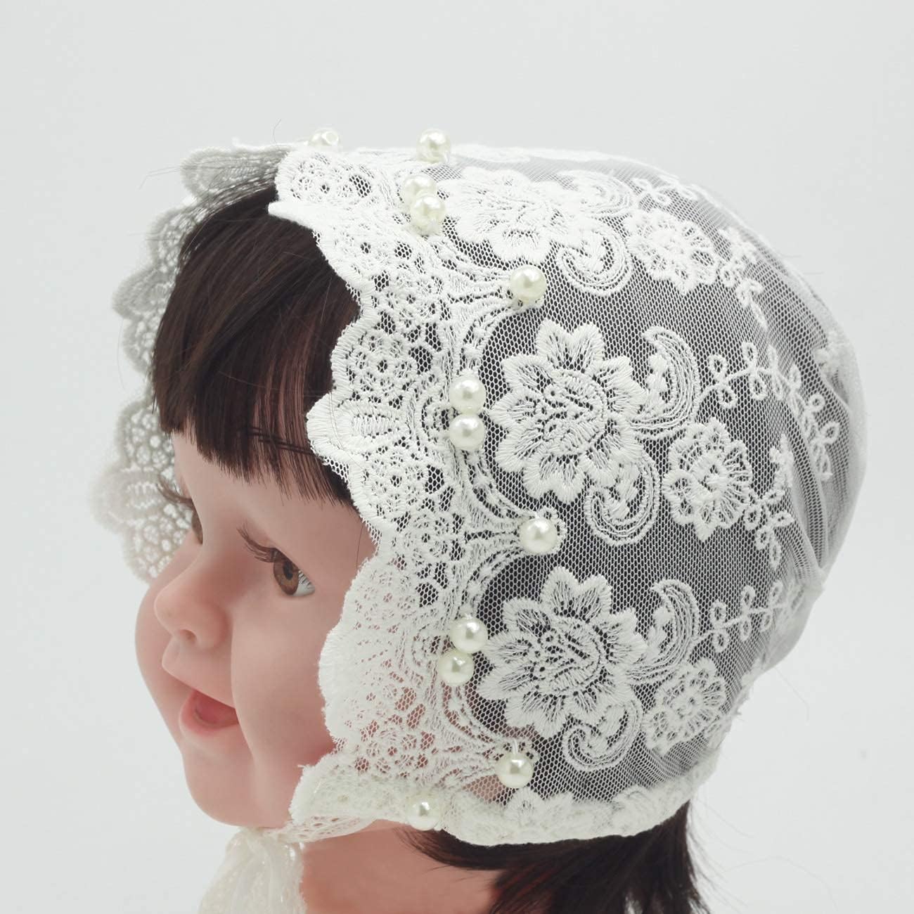Nihao Baby Newborn Baptism Shoes Headbands and Lace Bonnet