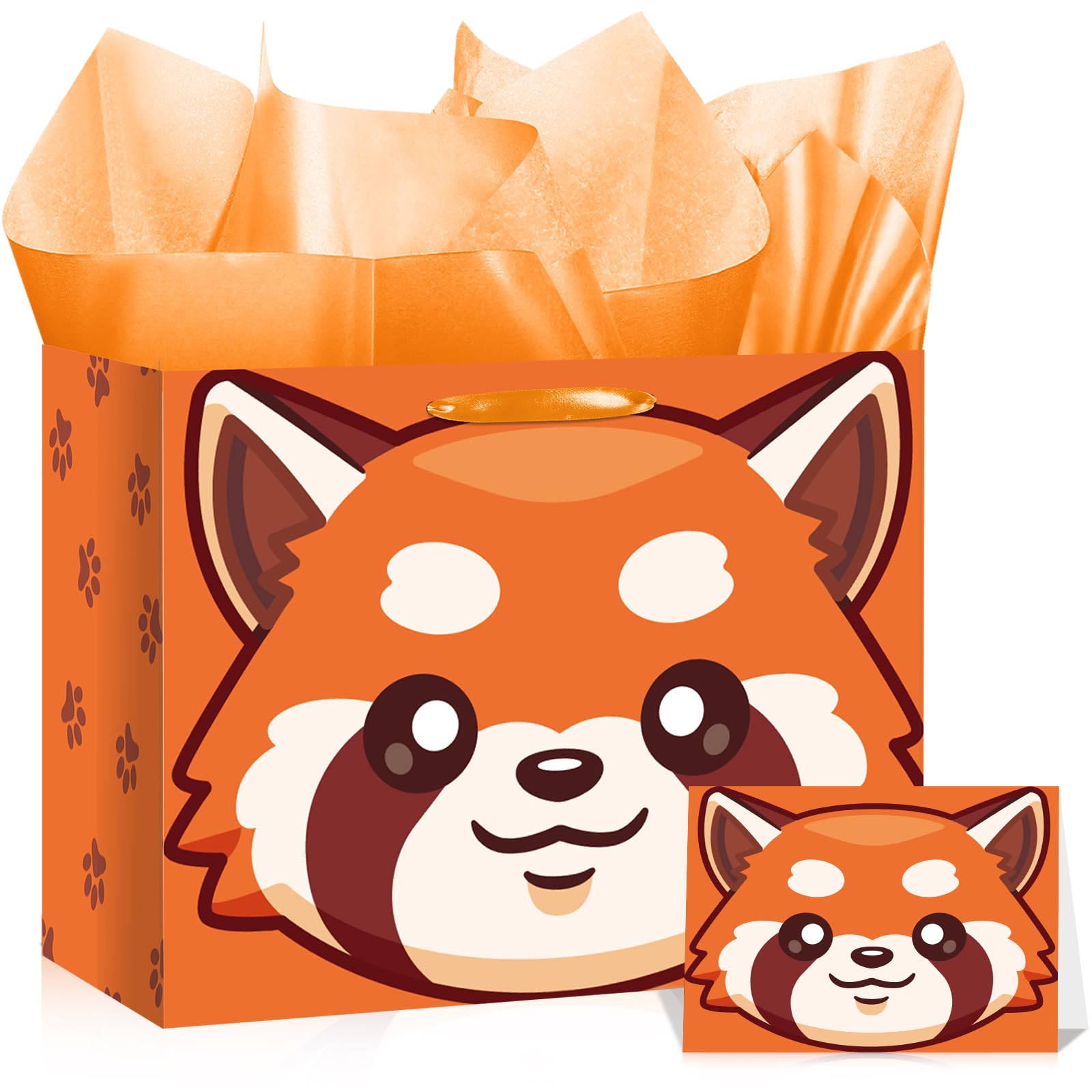 Red Panda Gift Bag with Greeting Card & Tissue Paper
