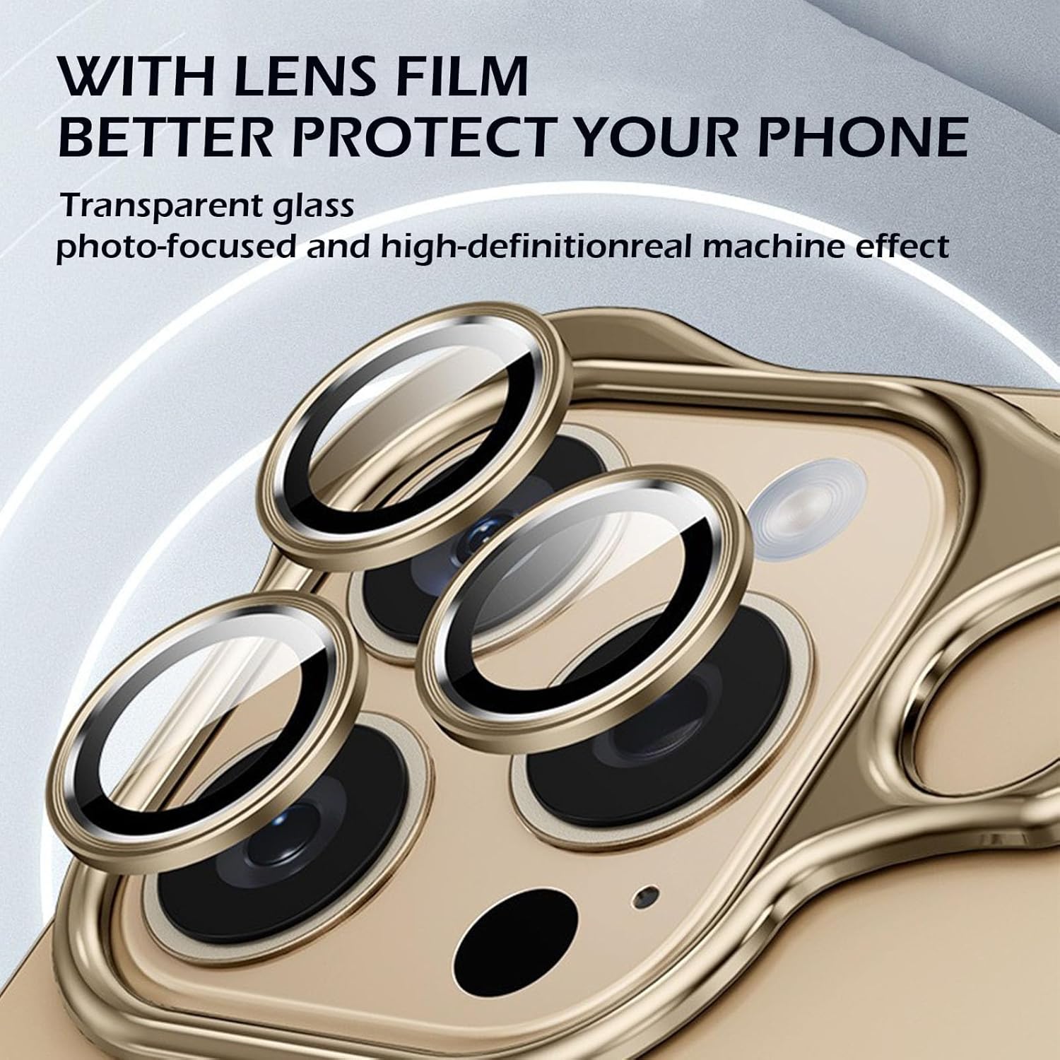 Frameless Case for iPhone 16 Pro Max/16 Pro/16 Plus/16, Slim Thin Naked Borderless Special-Shaped Aluminum Metal Corner Pad Anti-Fall Case with Camera Lens Protector (Gold, 16 Pro Max)