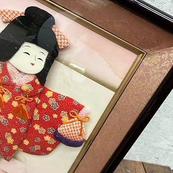 日本人形押絵壁掛け人形 アンティークオブジェ和風コレクション